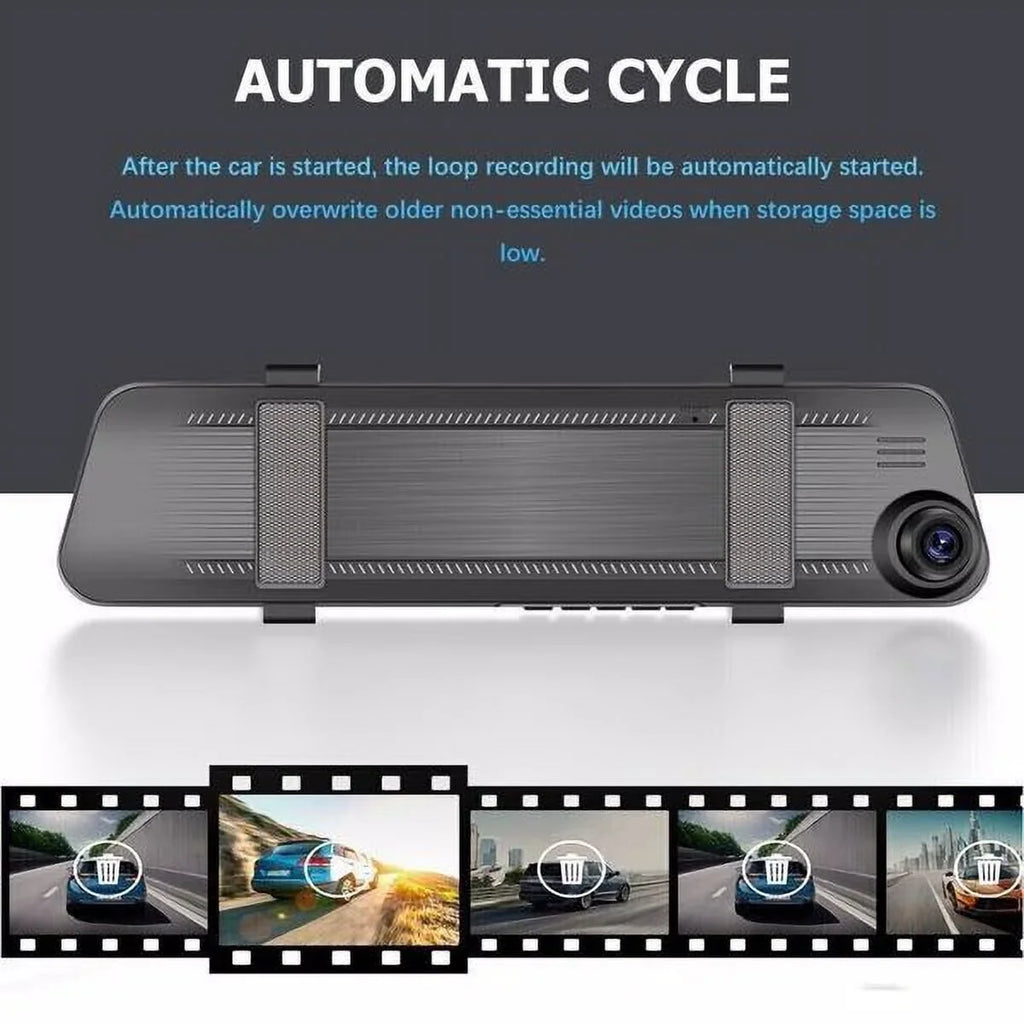 Teledu 1080P Rearview Mirror Car DVR Dual Dash Cam Camera Front Rear HD Video Recorder