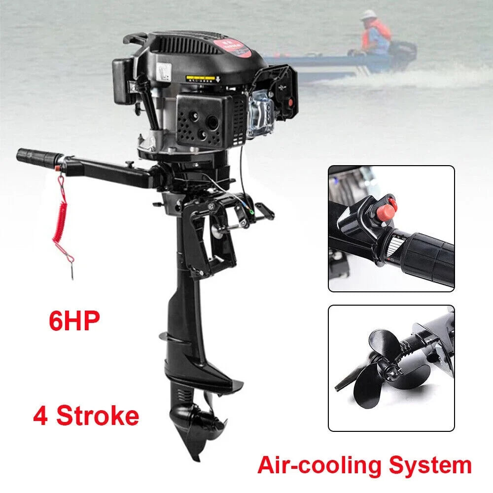 6 HP 4-Stroke Heavy Duty Outboard Motor Fishing Vessel Engine Air Cooling System