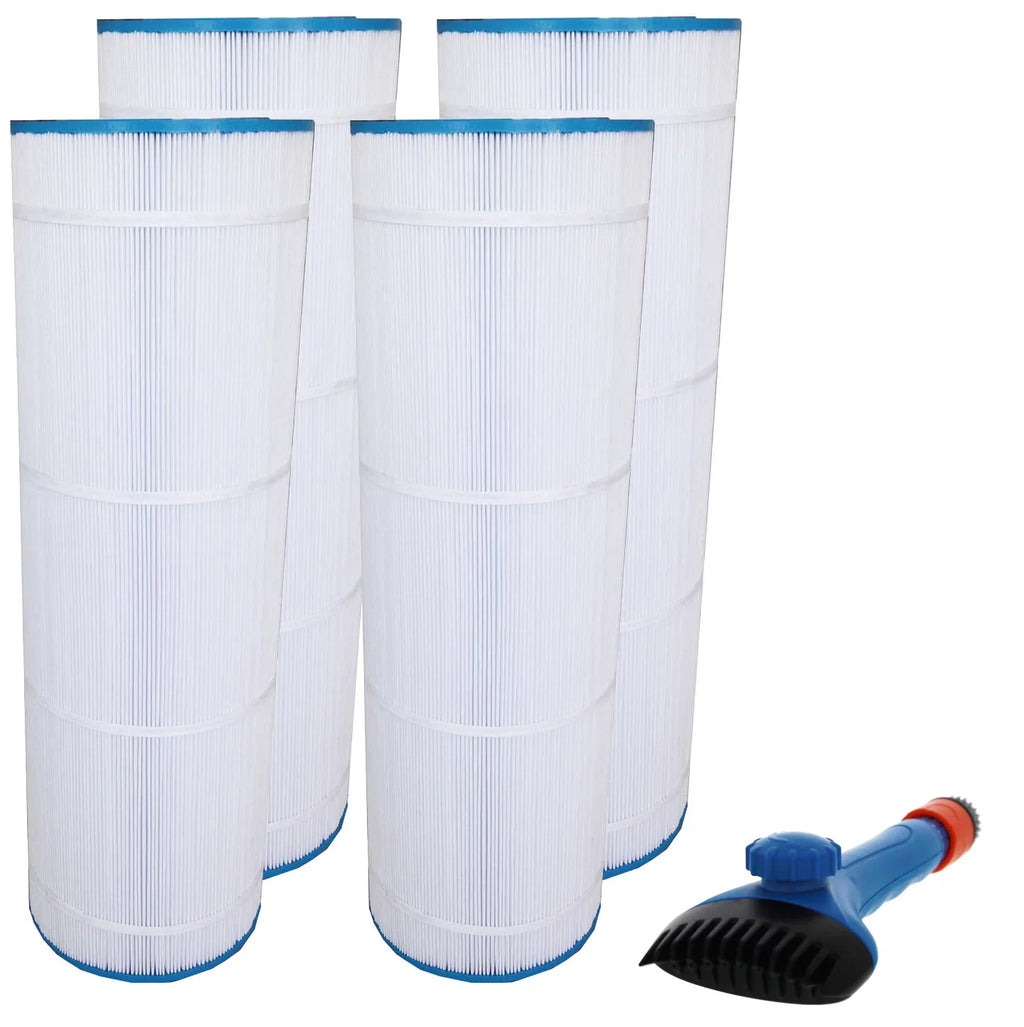 Tier1 Pool & Spa Filter Cartridge 4-pk with Tier1 Wand Brush Filter Cleaner | Replacement for Hayward CX1750RE, C1900RE, FC-1294, PA175 and More | 175 sq ft Pleated Fabric Filter Media
