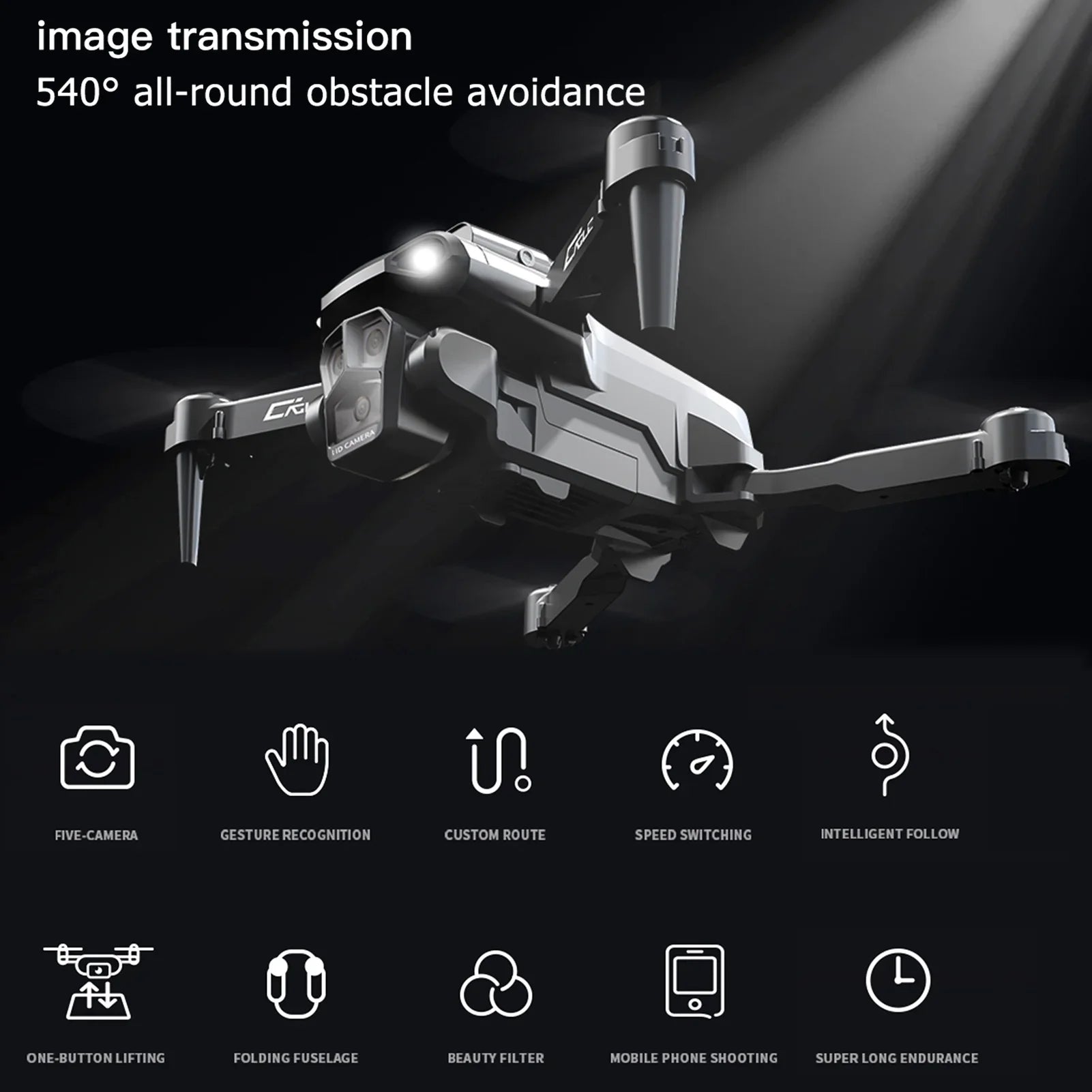 Dcenta Remote Control with Camera 4K 3 Front Camera 2 Bottom Camera Obstacle Avoidance 5GWiFi FPV Storage Bag Package Trajectory Flight Gesture Photography Follow Flight