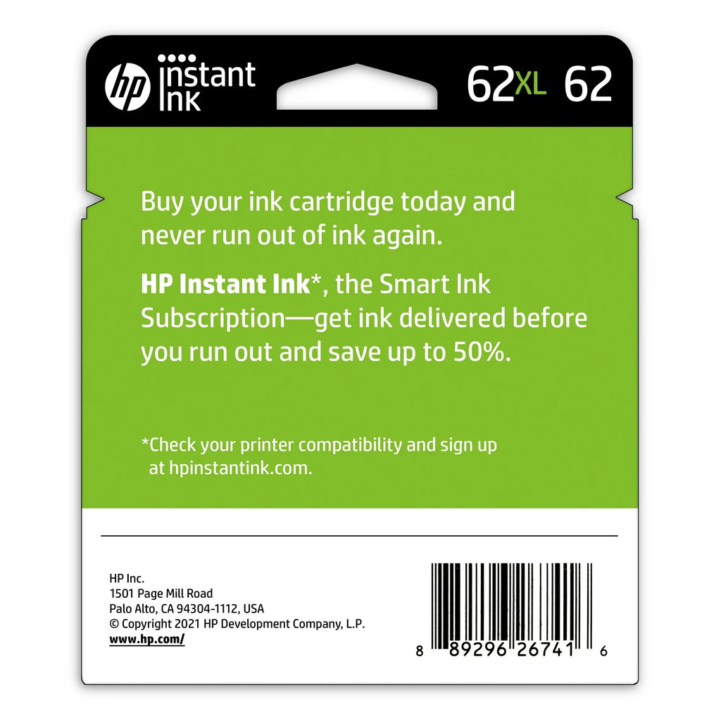 HP 62XL Black/62 Tri-Color Ink Cartridges, N9H67FN, 2/Pack