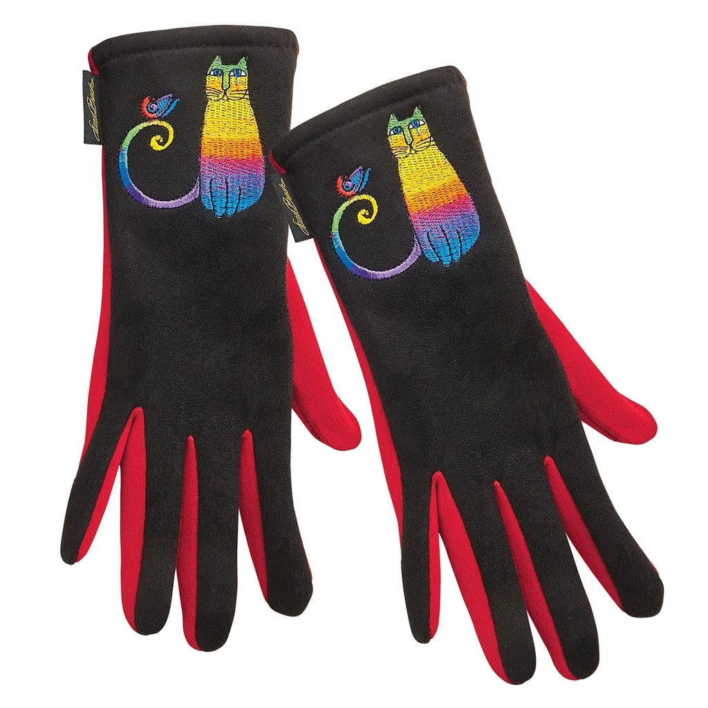 Howard's Jewelry Womens Laurel Burch Cat Gloves - Rainbow Red