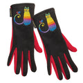 Howard's Jewelry Womens Laurel Burch Cat Gloves - Rainbow Red