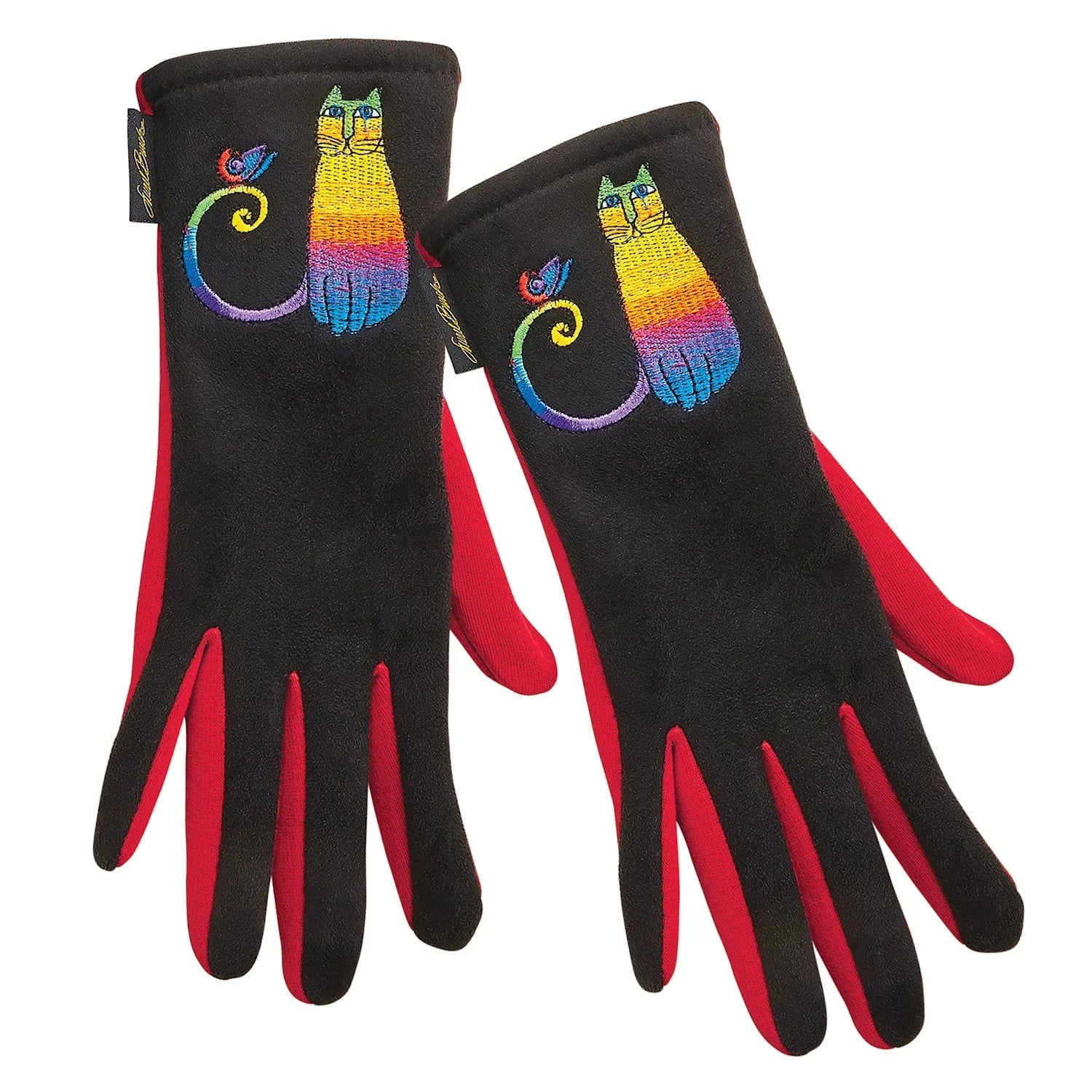 Howard's Jewelry Womens Laurel Burch Cat Gloves - Rainbow Red