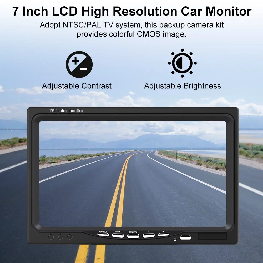 Podofo Vehicle Reverse Backup Cameras Monitor System Kit 12V/24V, 1080P Front Side Rear View Camera for RV Bus Truck Trailer Caravan Camper