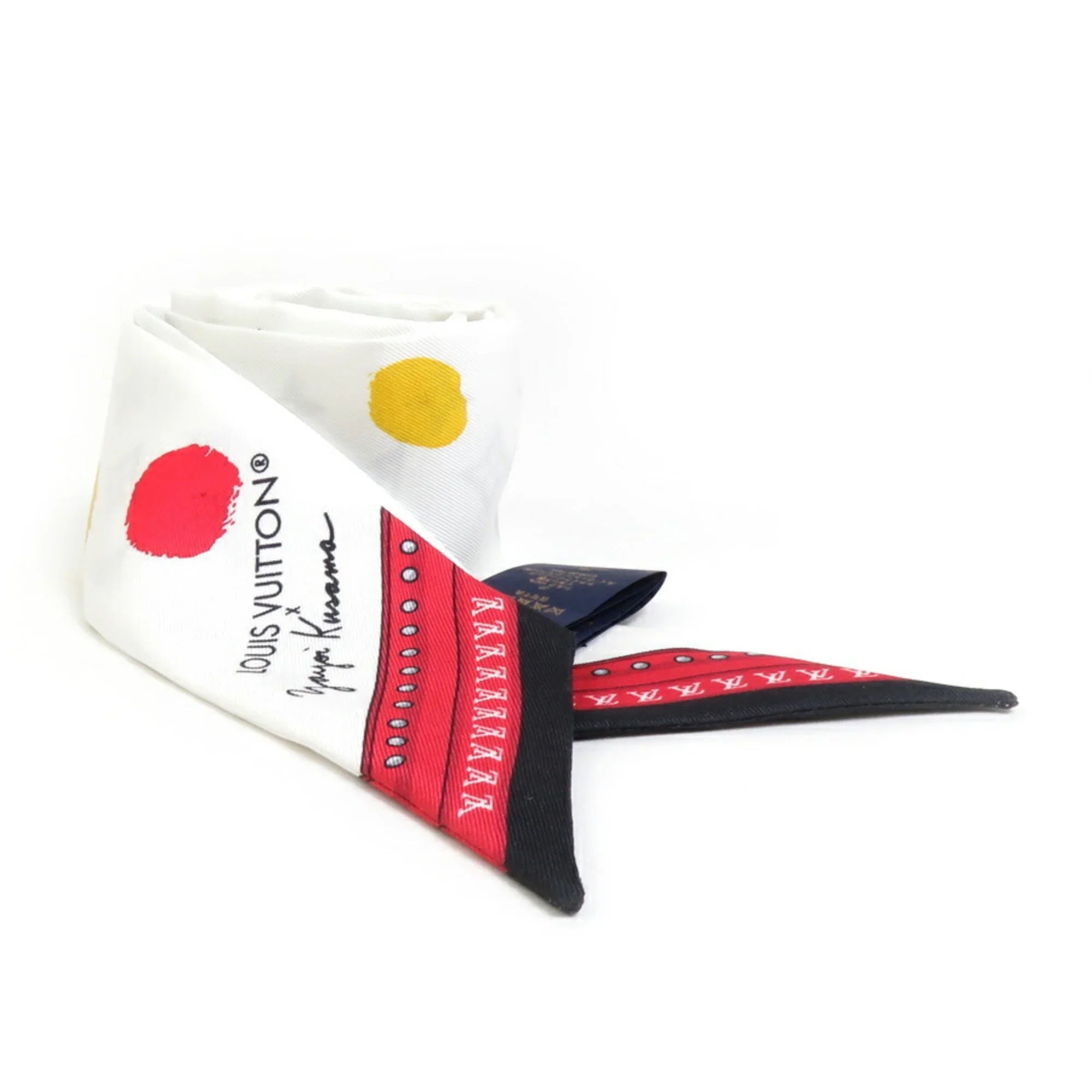 Pre-Owned LOUIS VUITTON Scarf Muffler LV x YK Painted Dot Bandeau BB Silk White Multicolor Women's M78284 (Good)