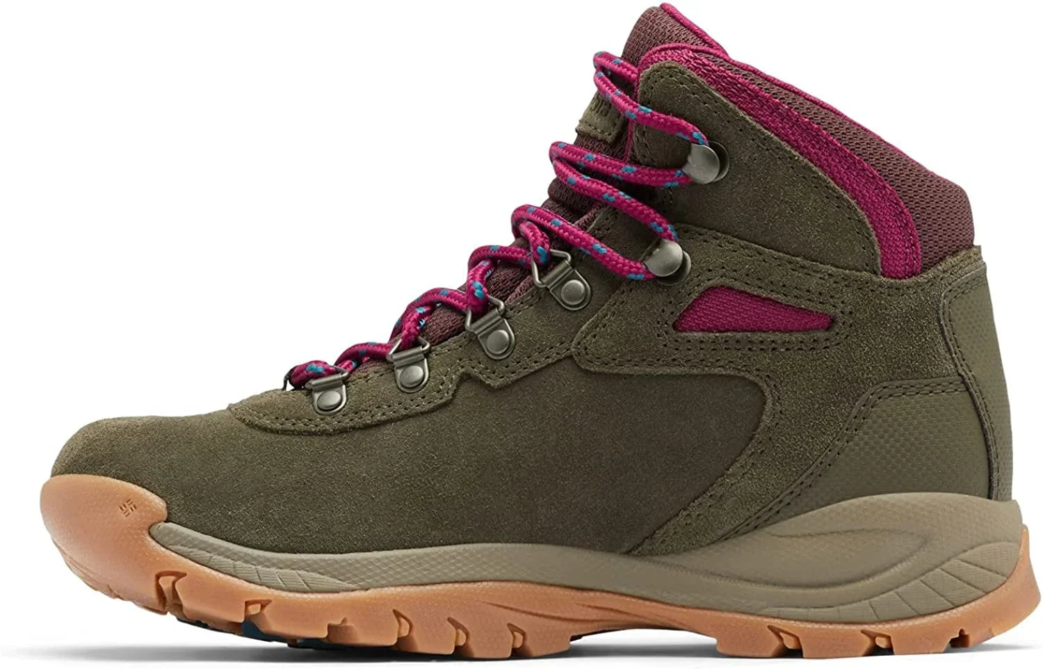 Columbia Women's Newton Ridge Plus Waterproof Amped Hiking Shoe, Peatmoss/Red Onion, 9.5 Wide