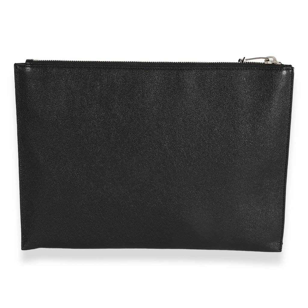 Saint Laurent Black & Red Leather Star Clutch Pre-Owned