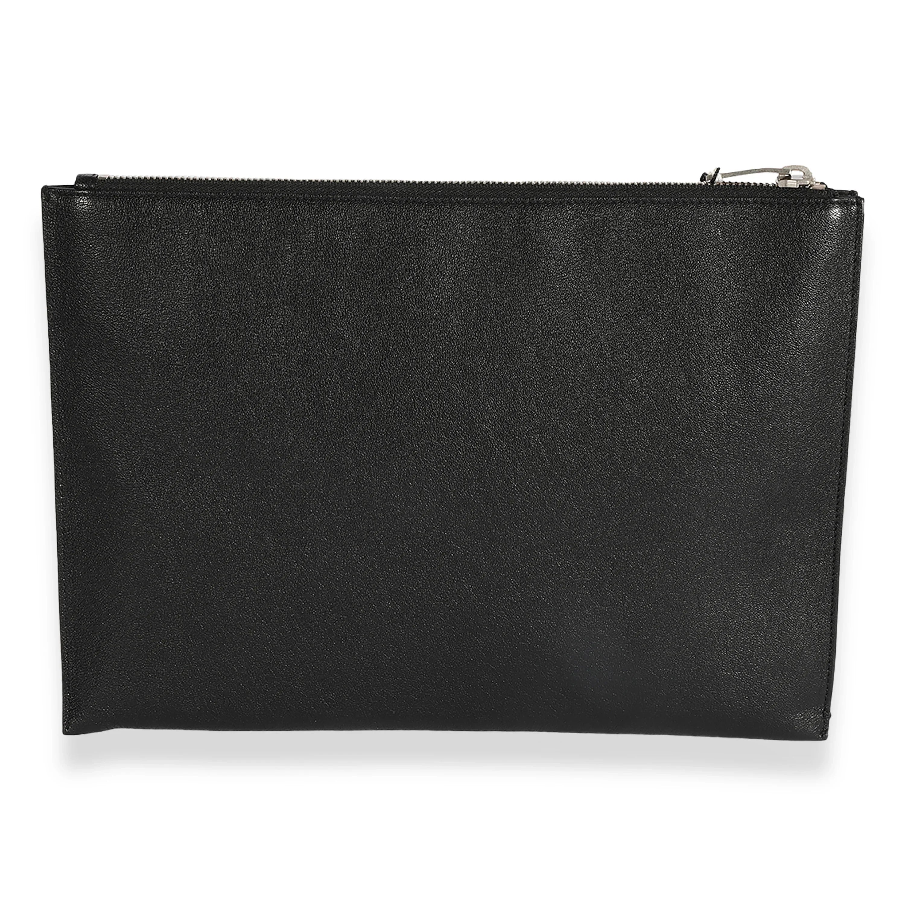 Saint Laurent Black & Red Leather Star Clutch Pre-Owned