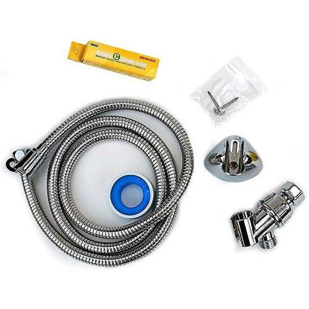 shower head with water filter by - 2 shower filters included - removes up to 99.9% of chlorine and chloramines - low flow high pressure