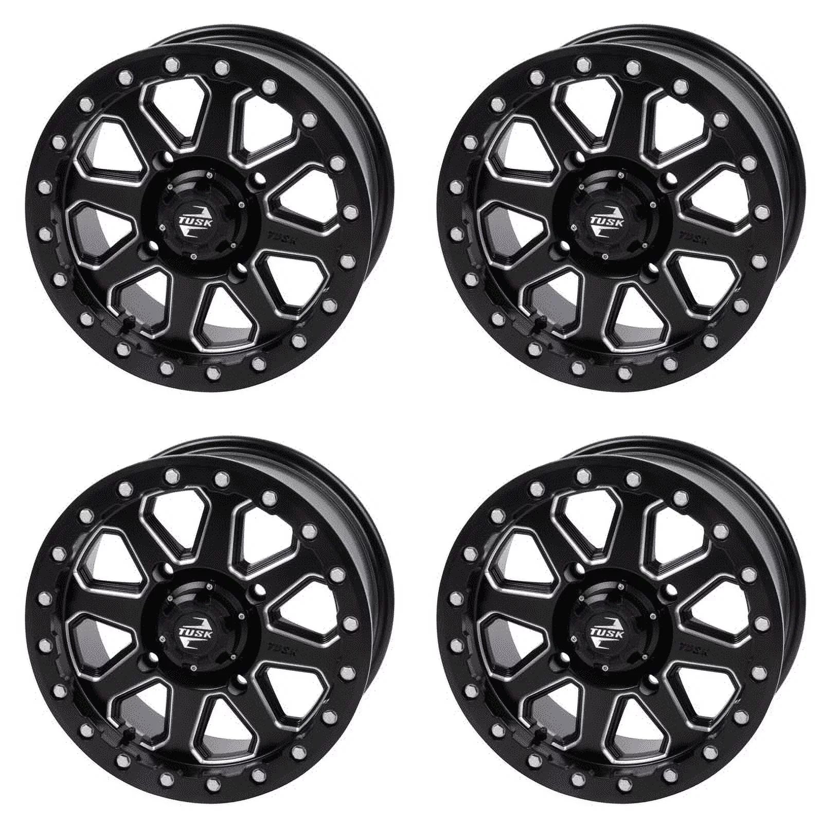 (4 Pack) 4/137 Tusk Uinta Beadlock Wheel 15X7 4.0 + 3.0 Milled/black For Can-Am Defender Hd10 Pro Xt 2020-2023