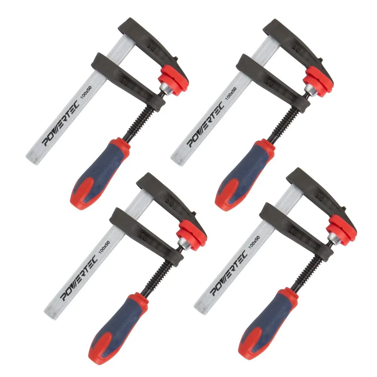 POWERTEC 4PK 4-Inch F Clamp Heavy Duty F Style Bar Clamps for Woodworking, 330 lb Capacity each (71591-P2)