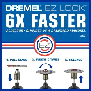 Dremel EZ725 70-Piece EZ All-Purpose Accessory Rotary Tool Mandrels Storage Kit, EZ-Lock and EZ Drum for Faster Accessory Changes, Accessories to Cut, Polish, Clean, and Sand