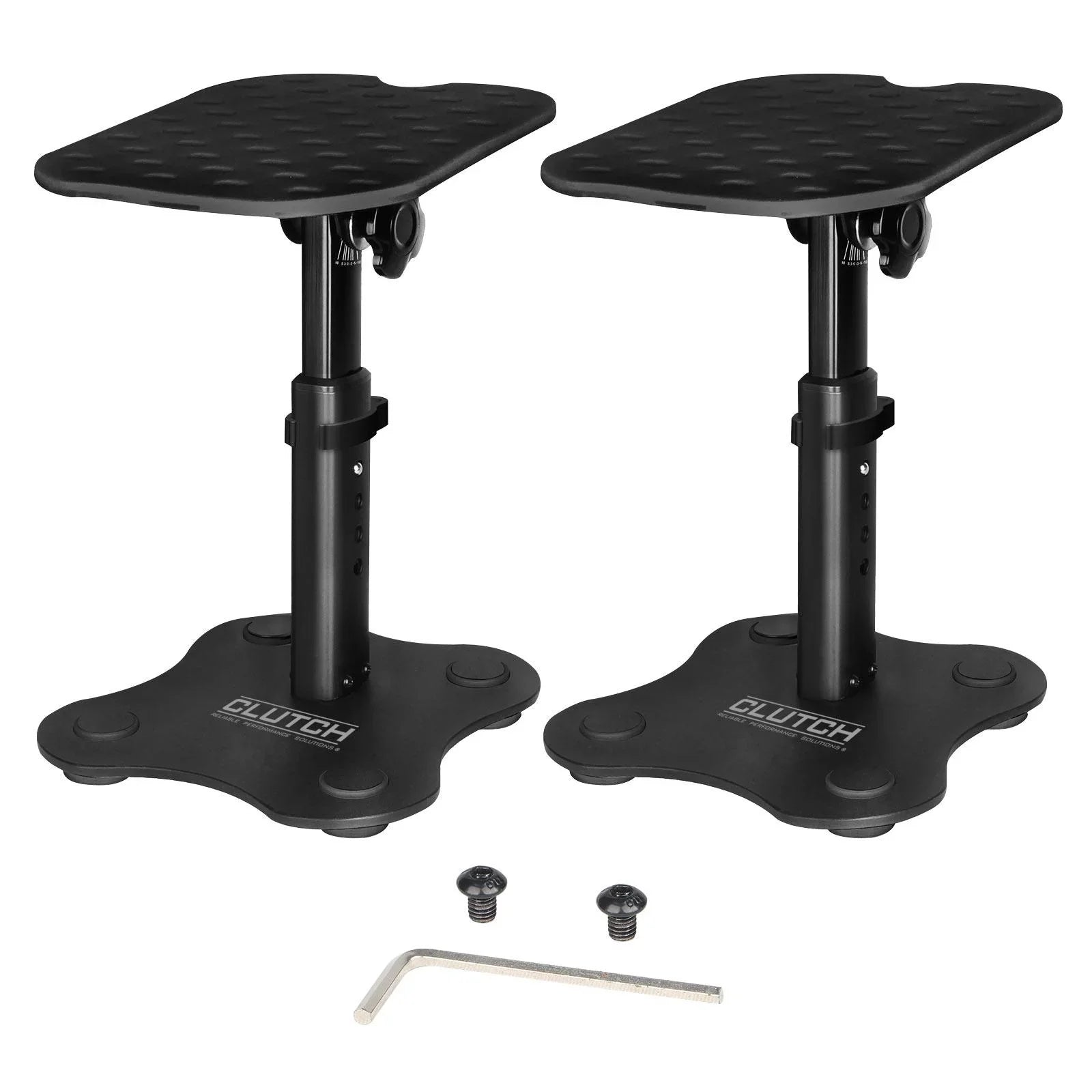 Clutch CL-DMS250 Mighty Series Desktop Studio Monitor Speaker Stands with Yellow Pad Trim Kit Package