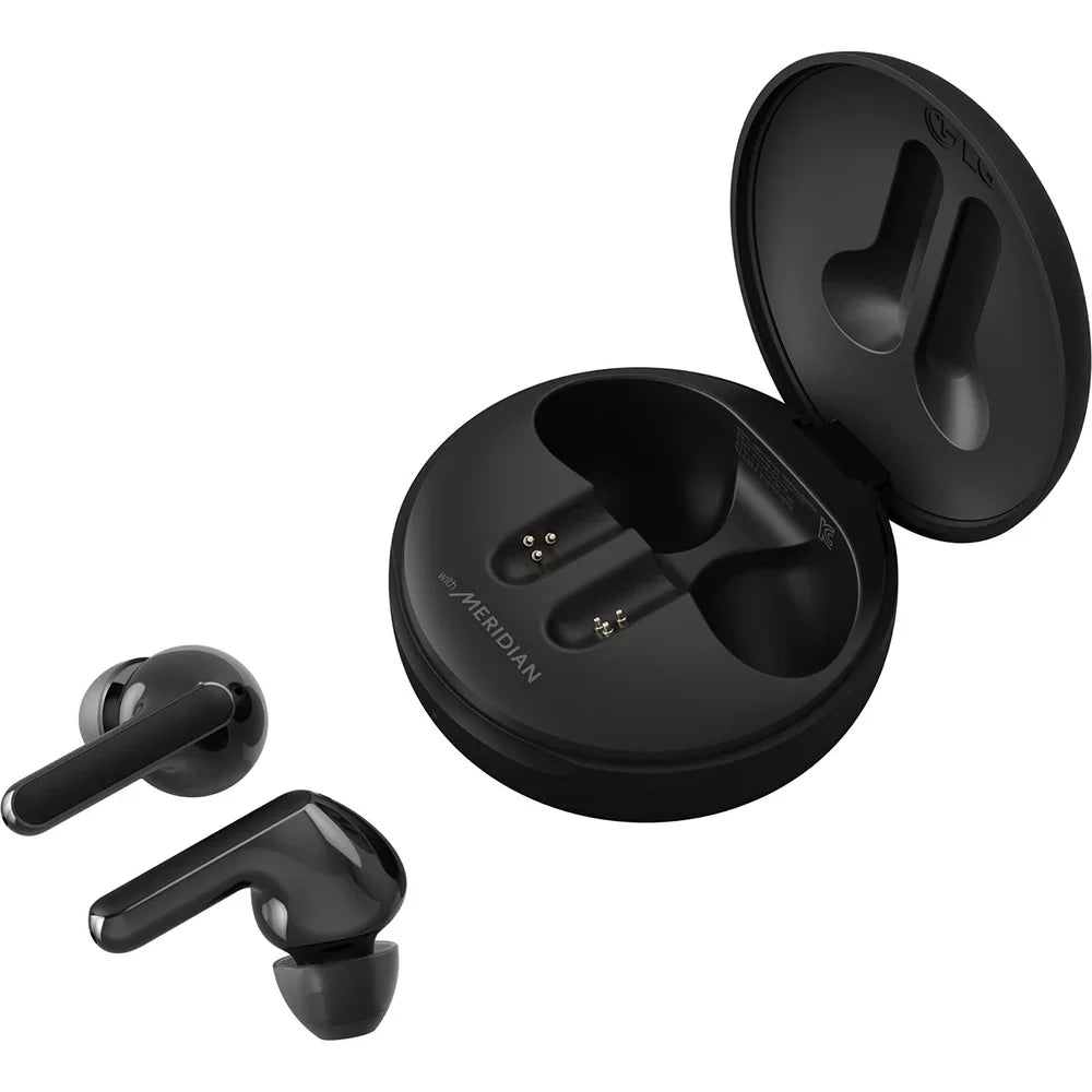 Open Box LG TONE Free FN5W - Wireless Charging True Wireless Bluetooth Earbuds with Meridian Sound, Noise Reduction, Dual Microphone for Work/Home Office, iPhone and Android Matching Black