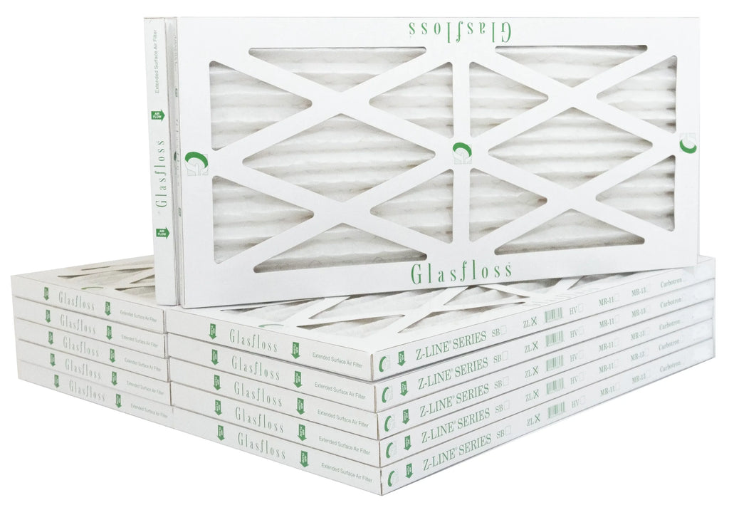 Glasfloss 22x36x1 - MERV 10 -Qty:12 - Furnace Air Filter - Made in USA (Actual Size: 21.5 x 35.5x7/8 inch)