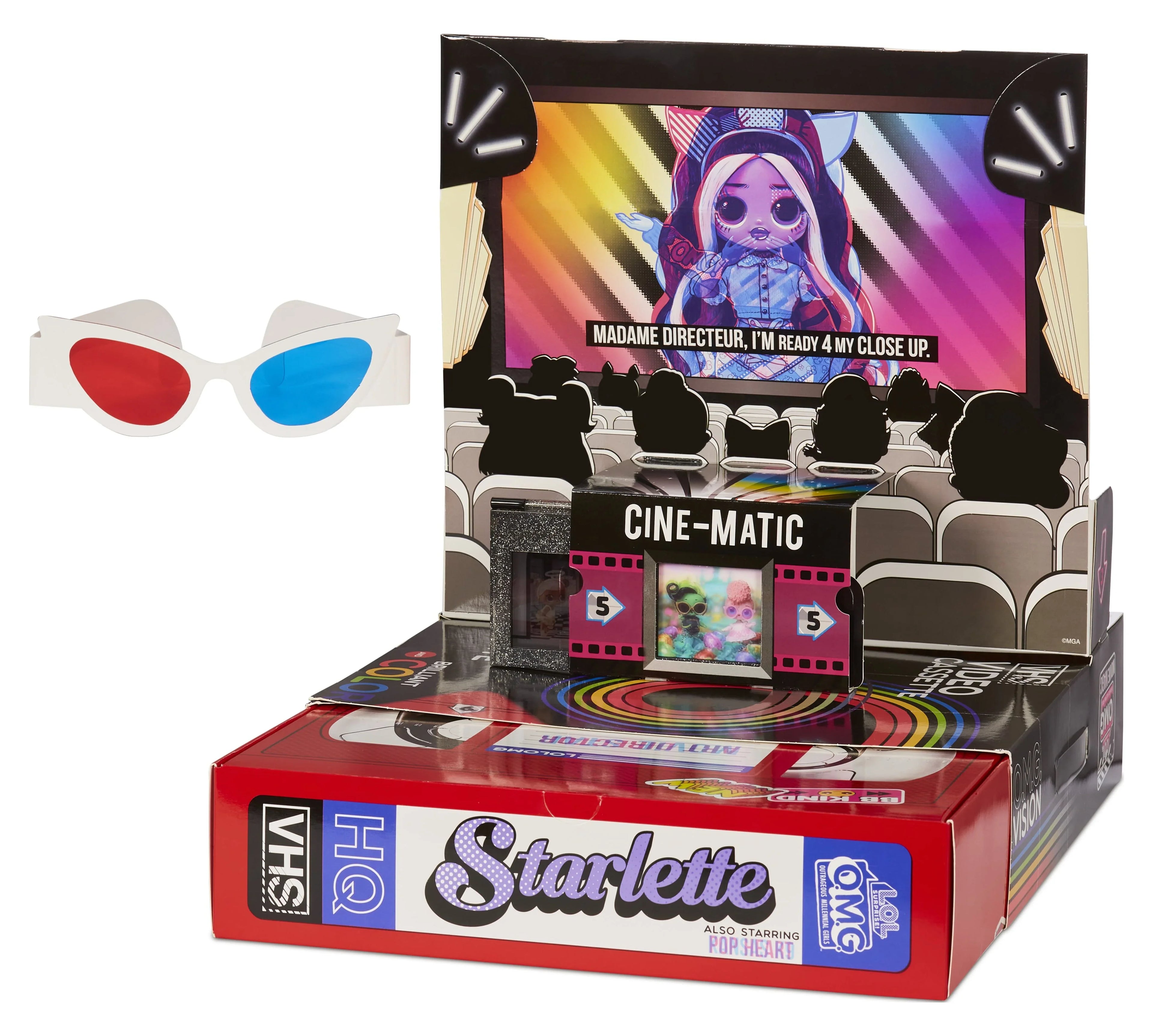 LOL Surprise OMG Movie Magic™ Starlette Fashion Doll With 25 Surprises Including 2 Fashion Outfits, 3D Glasses, Movie Playset - Toys for Girls Ages 4 5 6+