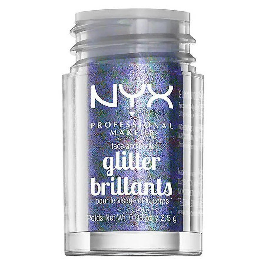 NYX Professional Makeup Face & Body Glitter, Violet 0.08 oz Pack of 2