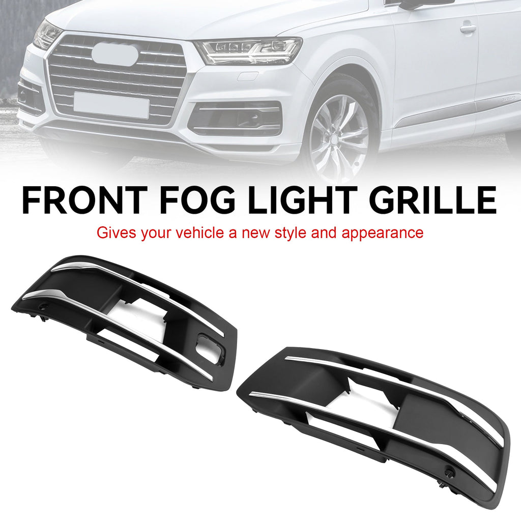 Front Bumper Protection Fog Light Grille Bezel Insert Grill Fit for Audi Q7 2016-2019