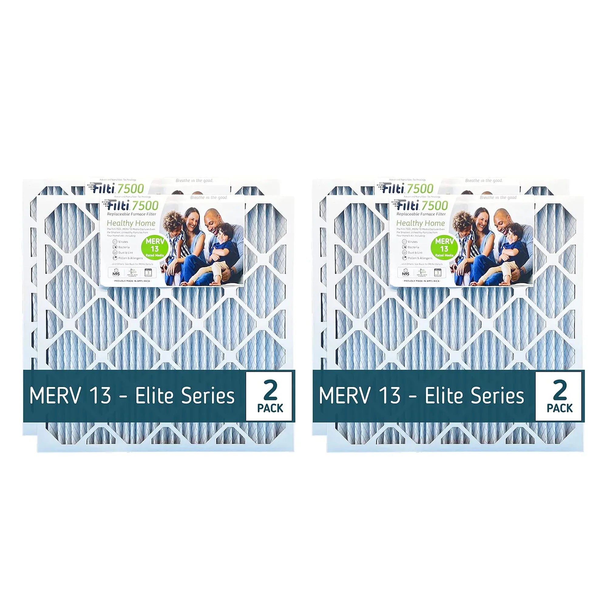Filti 7500 16x2x20in Pleated Home HVAC Furnace MERV 13 Air Filter (4 Pack)