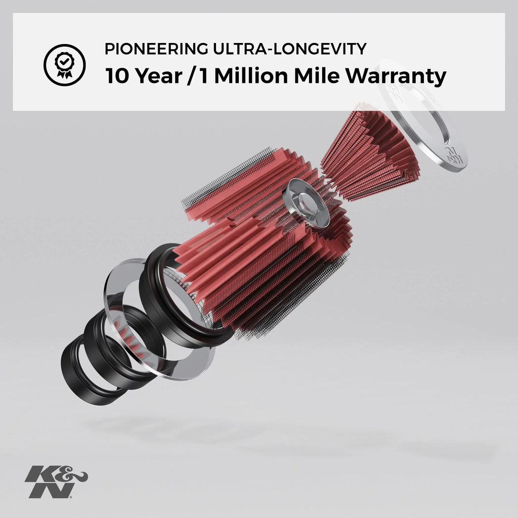 K&N Universal Clamp-On Air Filter: High Performance, Premium, Washable, Replacement Filter: Flange Diameter: 4 In, Filter Height: 6 In, Flange Length: 1.75 In, Shape: Round Tapered, RE-0850