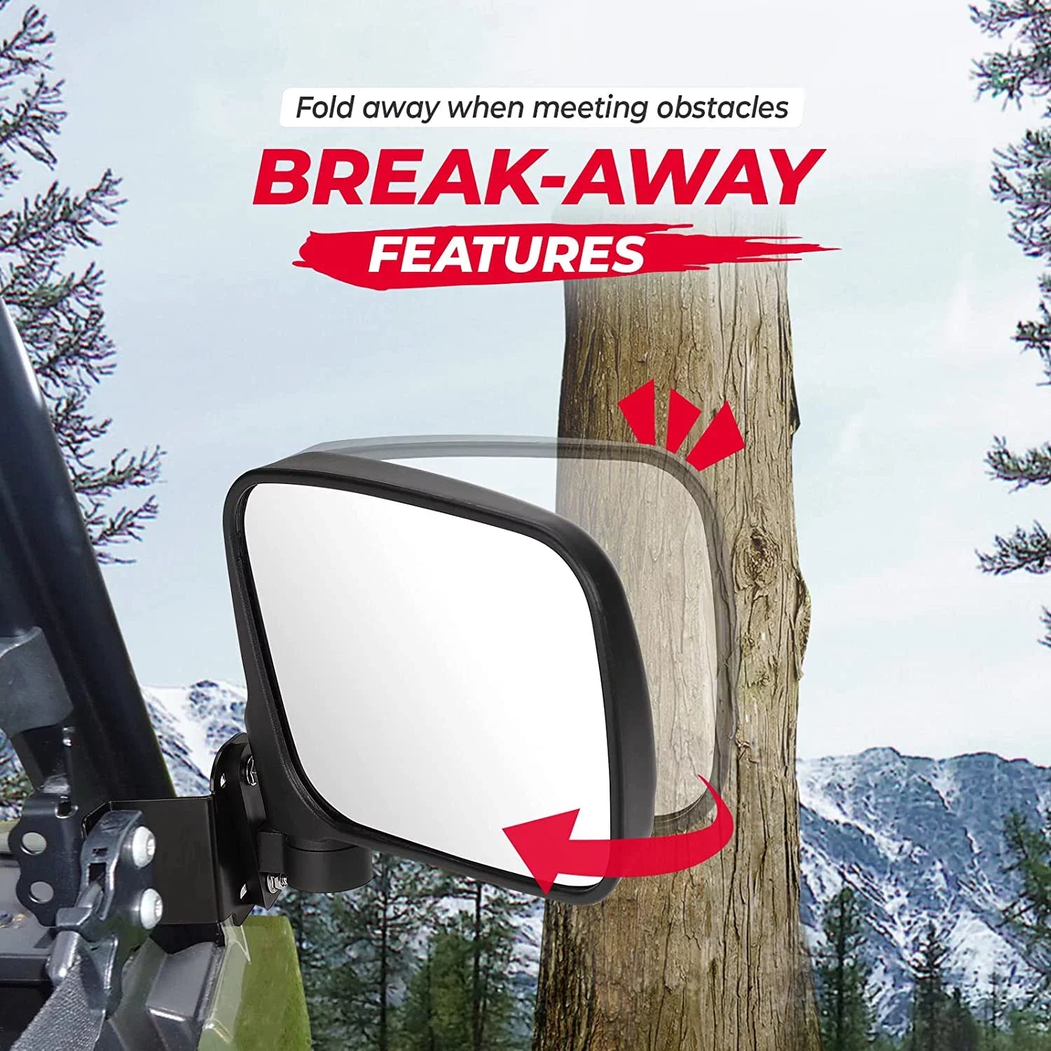 Kemimoto UTV Rear View Mirror Side Mirrors Suitable with 2015-2022 Polaris Ranger 500 570 900