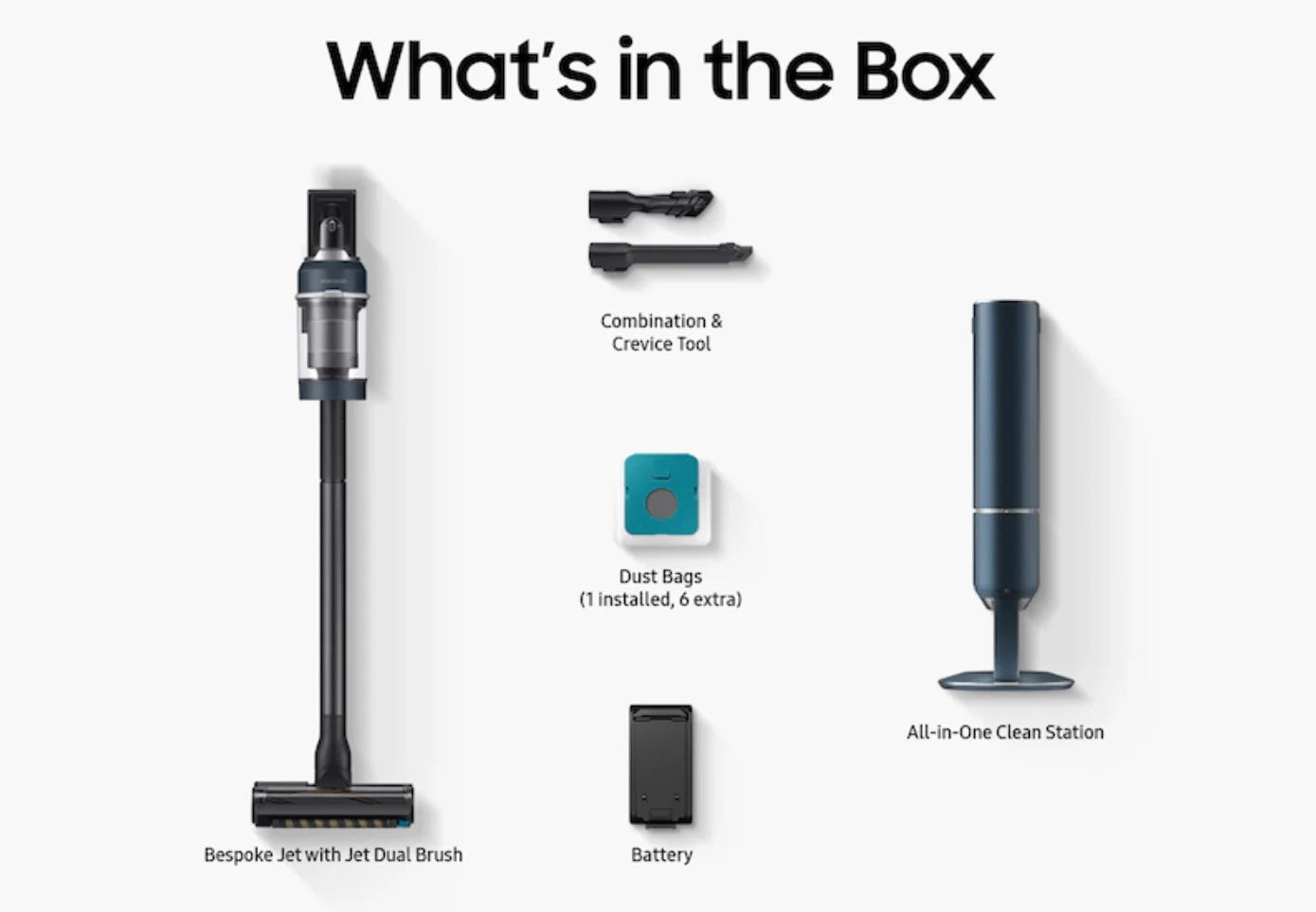 Restored Samsung VS20A9580VB/AA-RB Bespoke Jet Cordless Stick Vacuume with Clean Station Blue - Certified Refurbished
