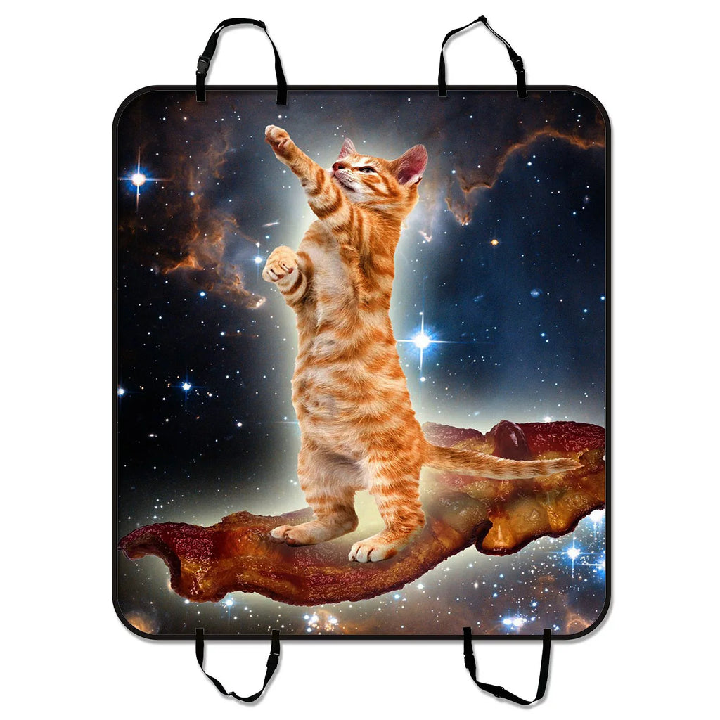 GCKG Funny Bacon Cat in Space Pattern Pet Car Seat Protection Dog Car Seat Mat Hammock Cargo Mat Trunk Mat For Cars Trucks and SUV 54x60 inches