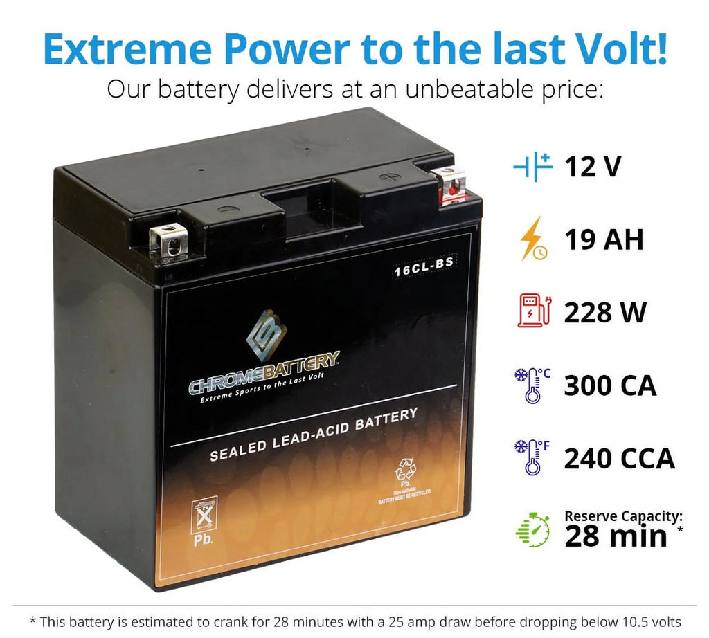 Chrome Battery Yb16Cl-Bs Jet Ski Battery for Brp Sea-Doo All Other Models Cc 94-'07