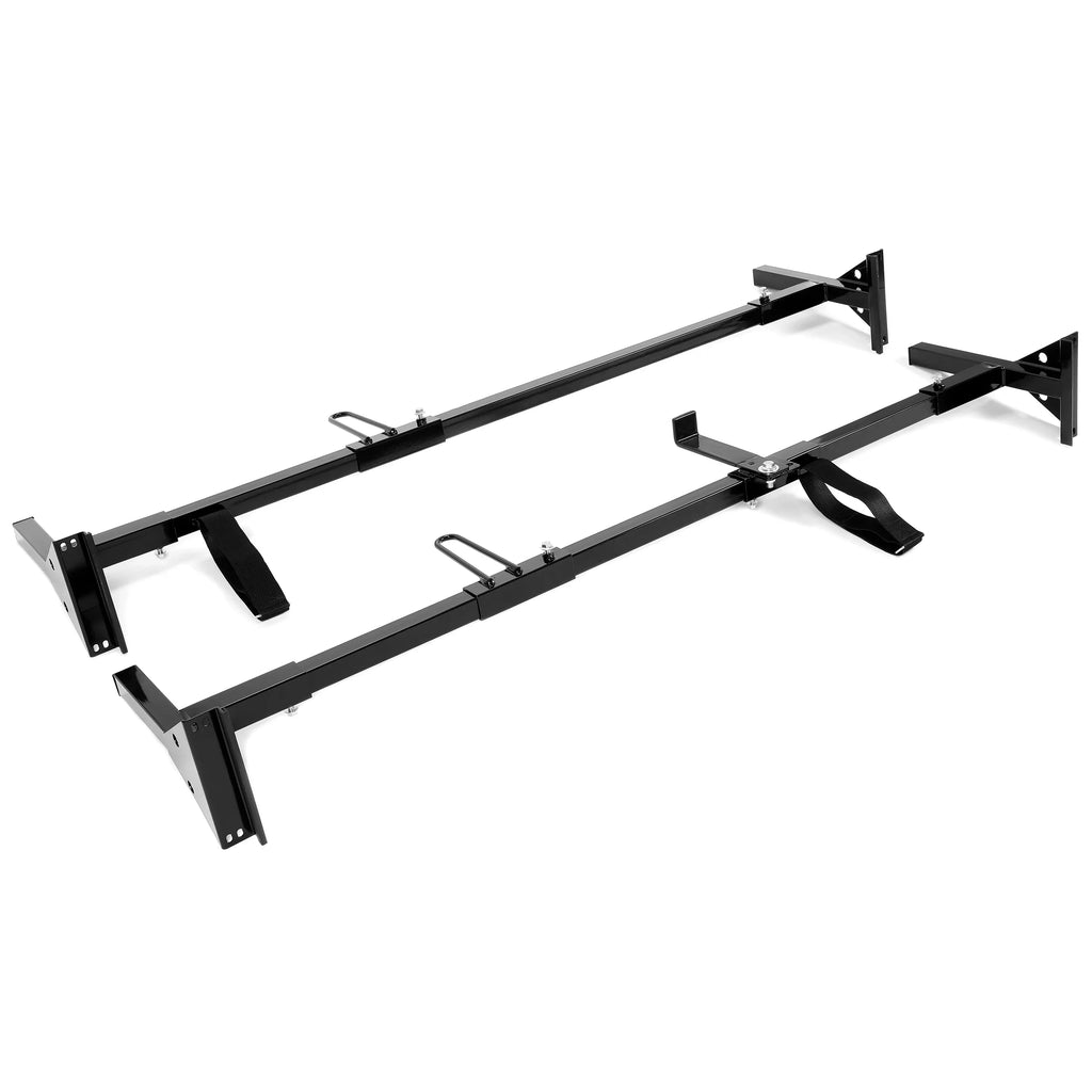 Kojem Universal 2 Bars Roof Rack Mount Full-Size Vans for Chevy Express Ford E-Series GMC Savana 68"-75" Adjustable Steel Rack Carry Ladders