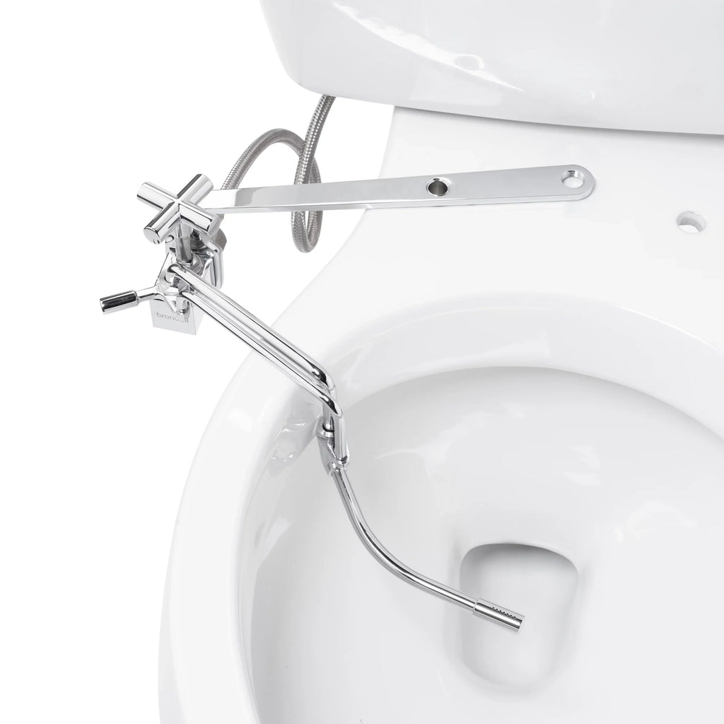Brondell Side-Mounted All Metal Attachable Bidet with Adjustable Spray Wand, Ambient Temperature in Silver