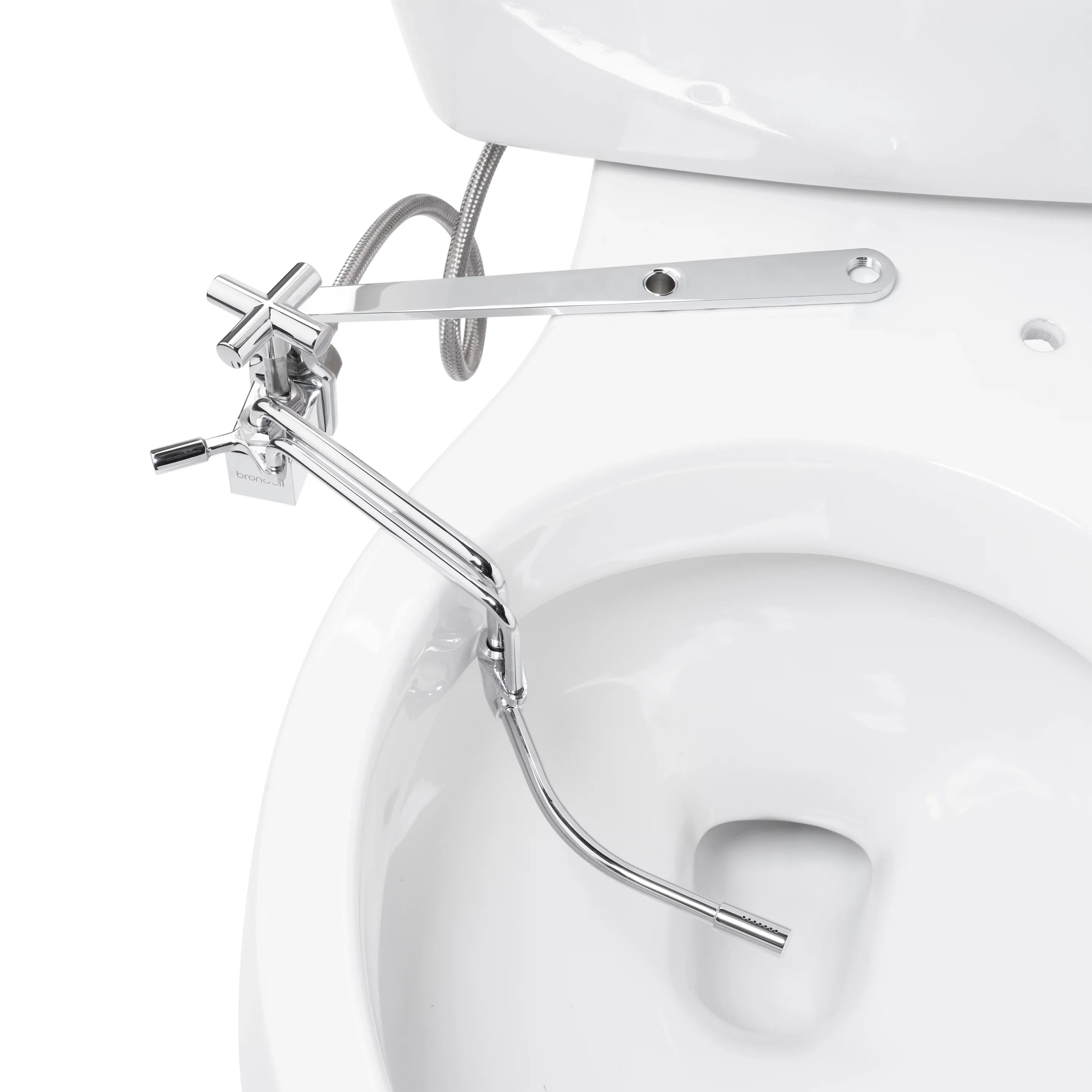 Brondell Side-Mounted All Metal Attachable Bidet with Adjustable Spray Wand, Ambient Temperature in Silver