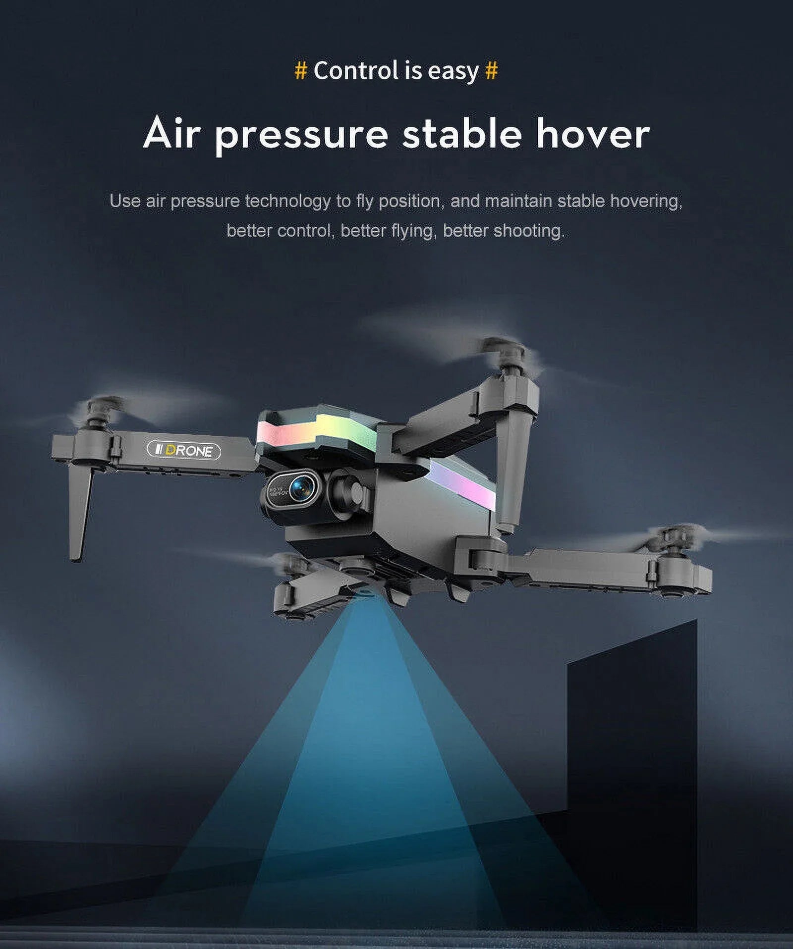 JahyShow SkyCapture Mini Drone - Black Folding Quad with 4K HD Dual Camera - Aerial Photography Pro