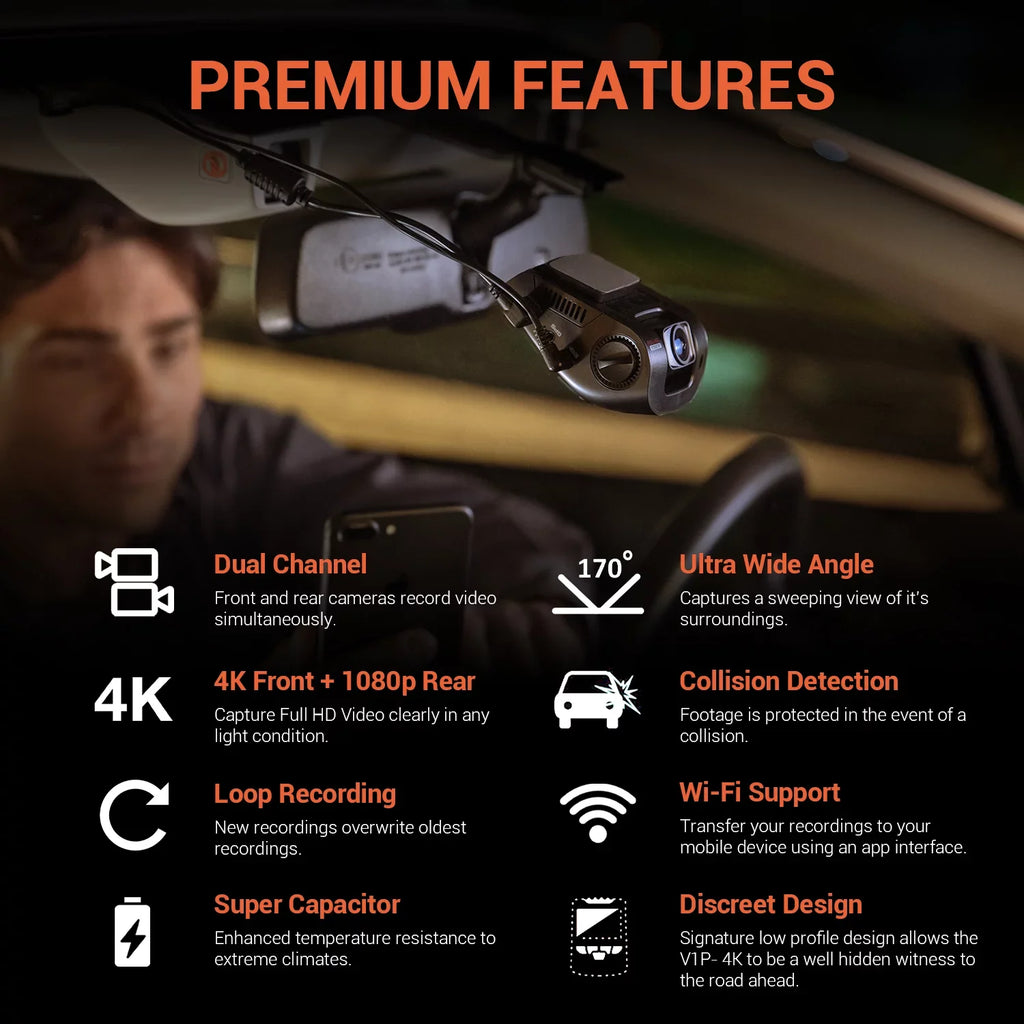 Rexing V1P 4K UHD Front and Rear Dash Cam with Wi-Fi