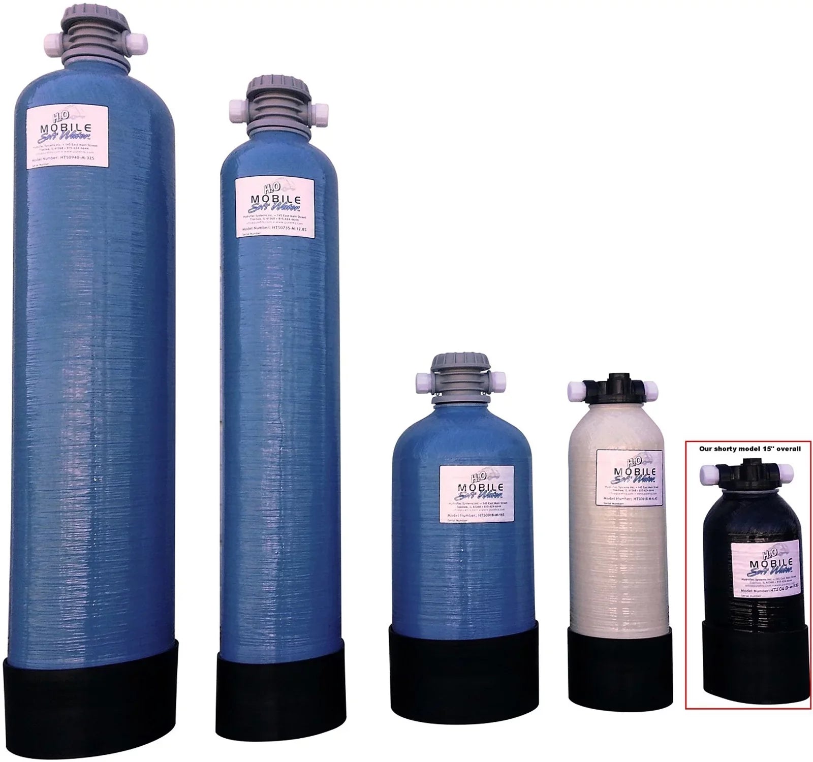 Mobile-soft-water 3,200 grain Portable Softener Shorty, Lead-Free NSF 61 Male GHC Tank Connections for RV and Other Tight Spaces, Day Trips and other places where soft water is desirable; C-style.