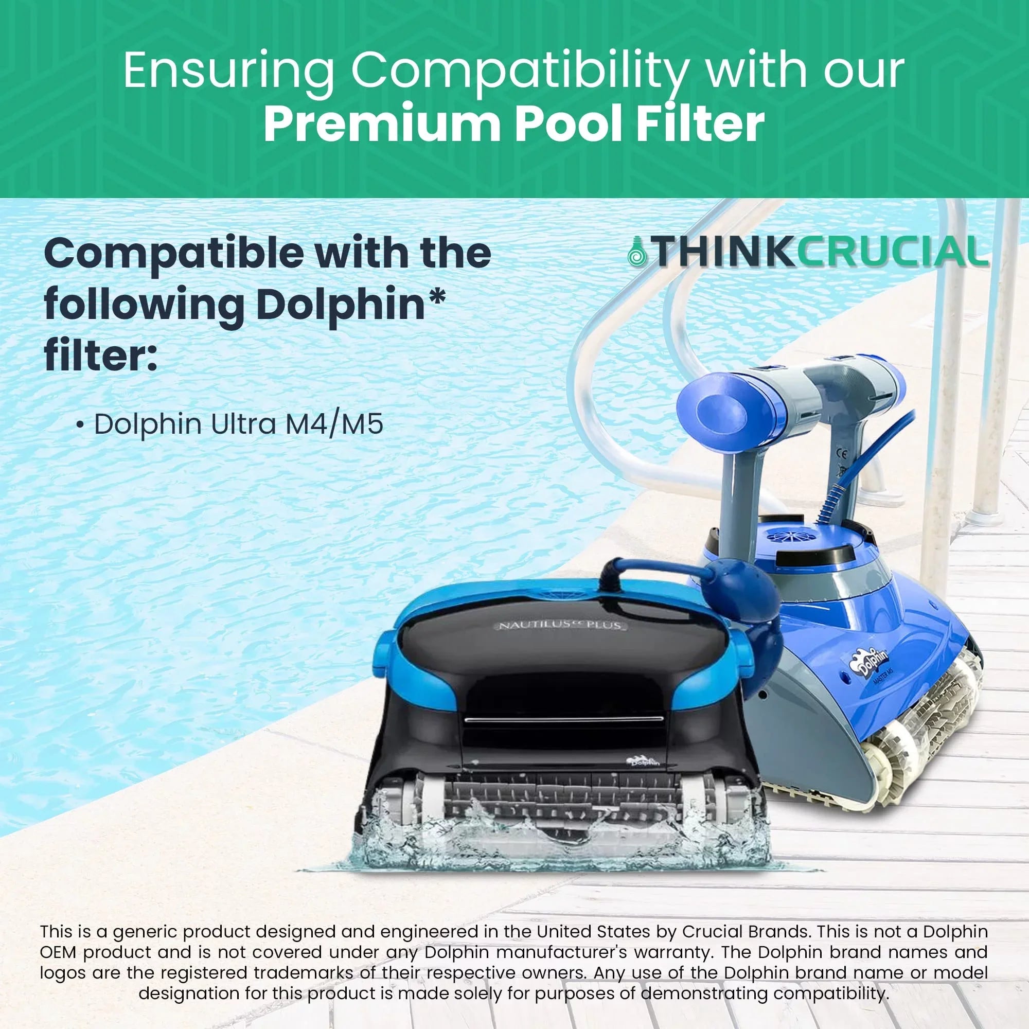 Think Crucial Replacement Ultra Fine Filters Matching with Maytronics Dolphin, Nautilus CC Plus, M200, M400, M500, M4, M5, Wave 65, Wave 90, Oasis Z5 Models, Part# 9991432-R4 - Large Filter Panels