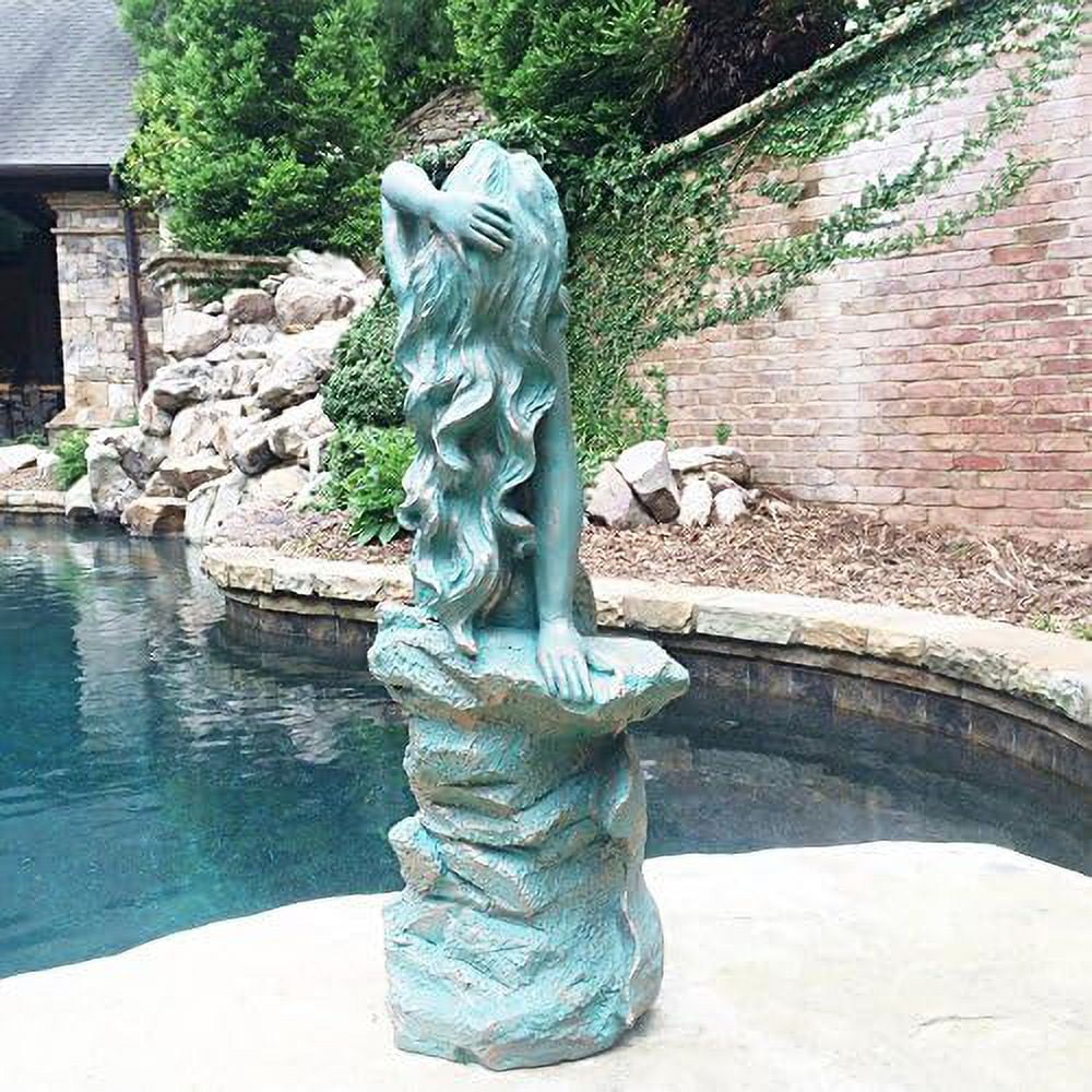 28 In. Giant Sitting On Coastal Rock Beach Nautical Garden Statue In Bronze Finish Pool Patio Lawn Statue