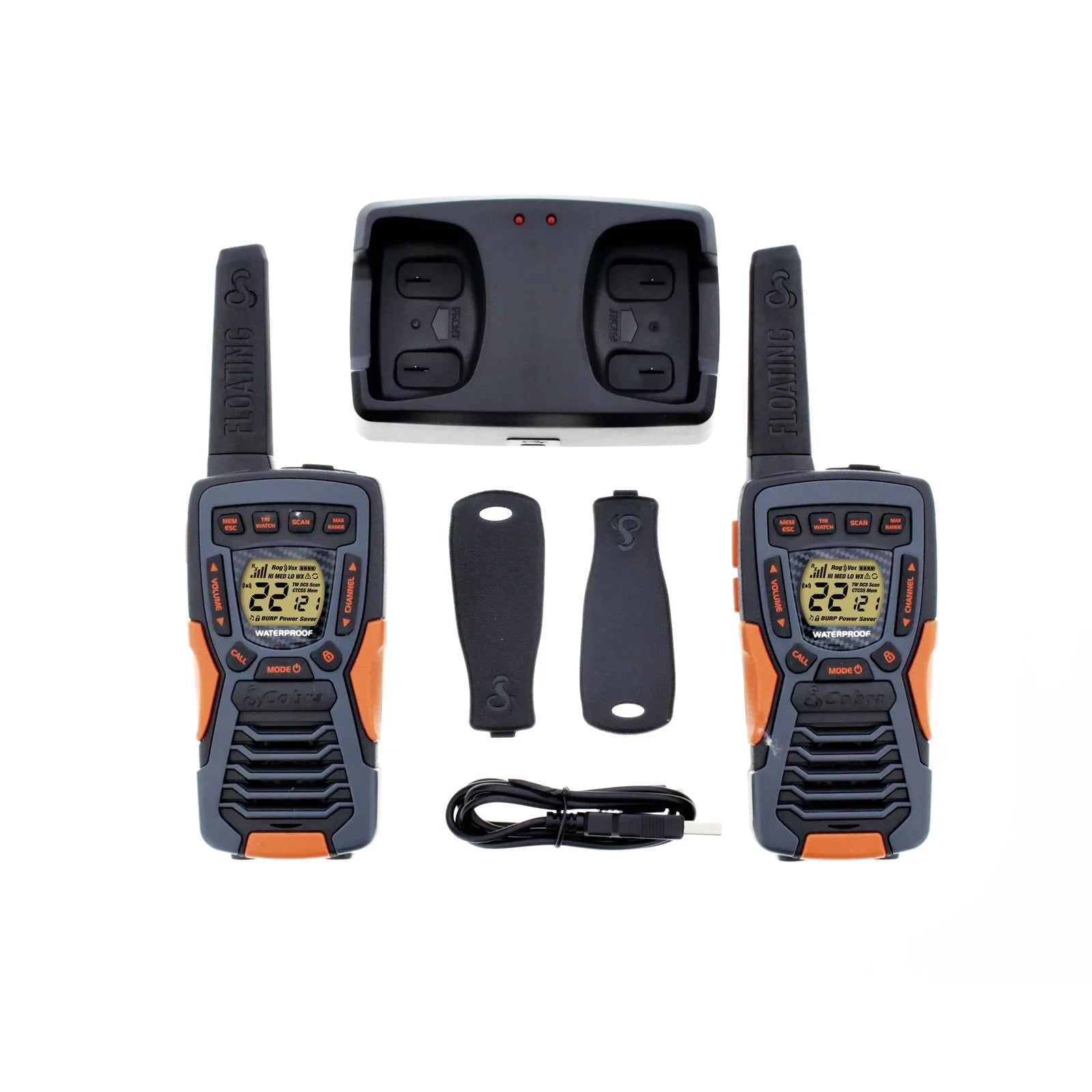 Cobra ACXT1037R-FLT Walkie Talkies - Floating, Rechargeable 37-mile Range Two-Way Radios (2-Pack)