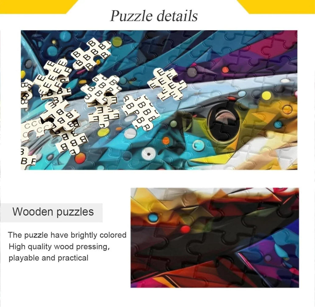 500 PCS Painting of Shark Jigsaw Puzzle, Paper Wood Composite Material Zigsaw with Storage Bag, Puzzle for Adults, Fun Challenging Brain Exercise Family Game Gift for Kids Friends Parents
