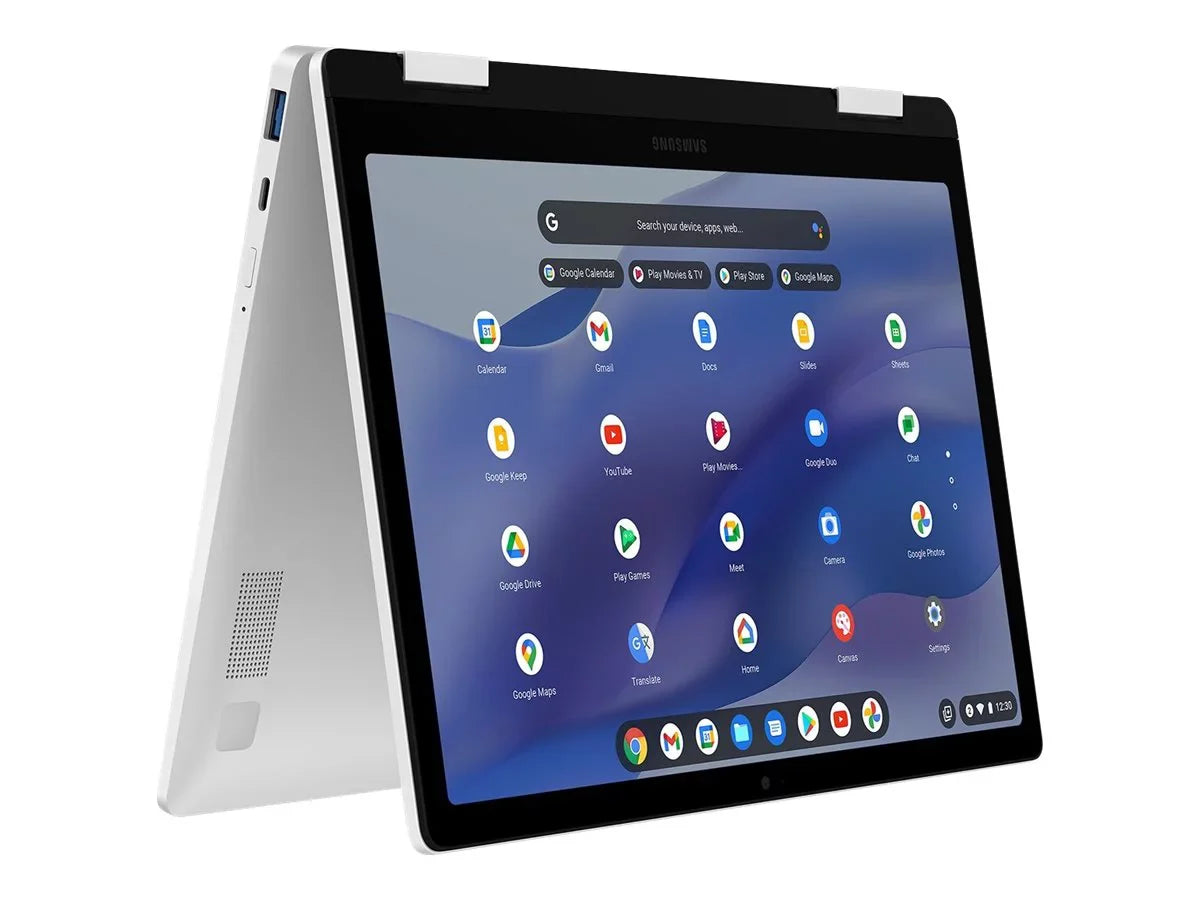 Samsung Galaxy Chromebook 2 360 - Flip design - Intel Celeron N4500 / 1.1 GHz - Chrome OS - UHD Graphics - 4 GB RAM - 128 GB eMMC - 12.4" touchscreen 2560 x 1600 (WQXGA) - Wi-Fi 6 - silver - kbd: US