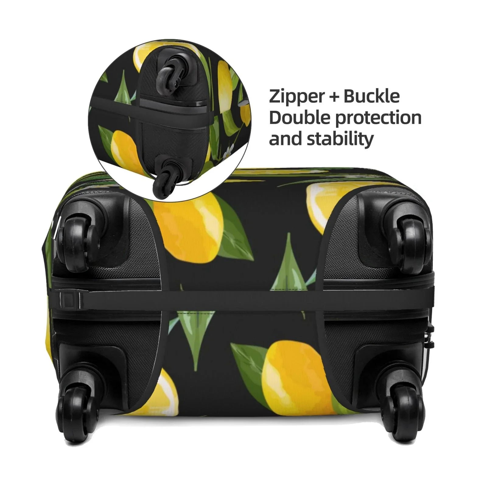 Adobk Lemon Fruits Flowers Leaves Luggage Protector Suitcase Protection Stretch Suitcase Protection Washable Luggage Protection For Suitcase For Women And Men, Travel Accessories-Small
