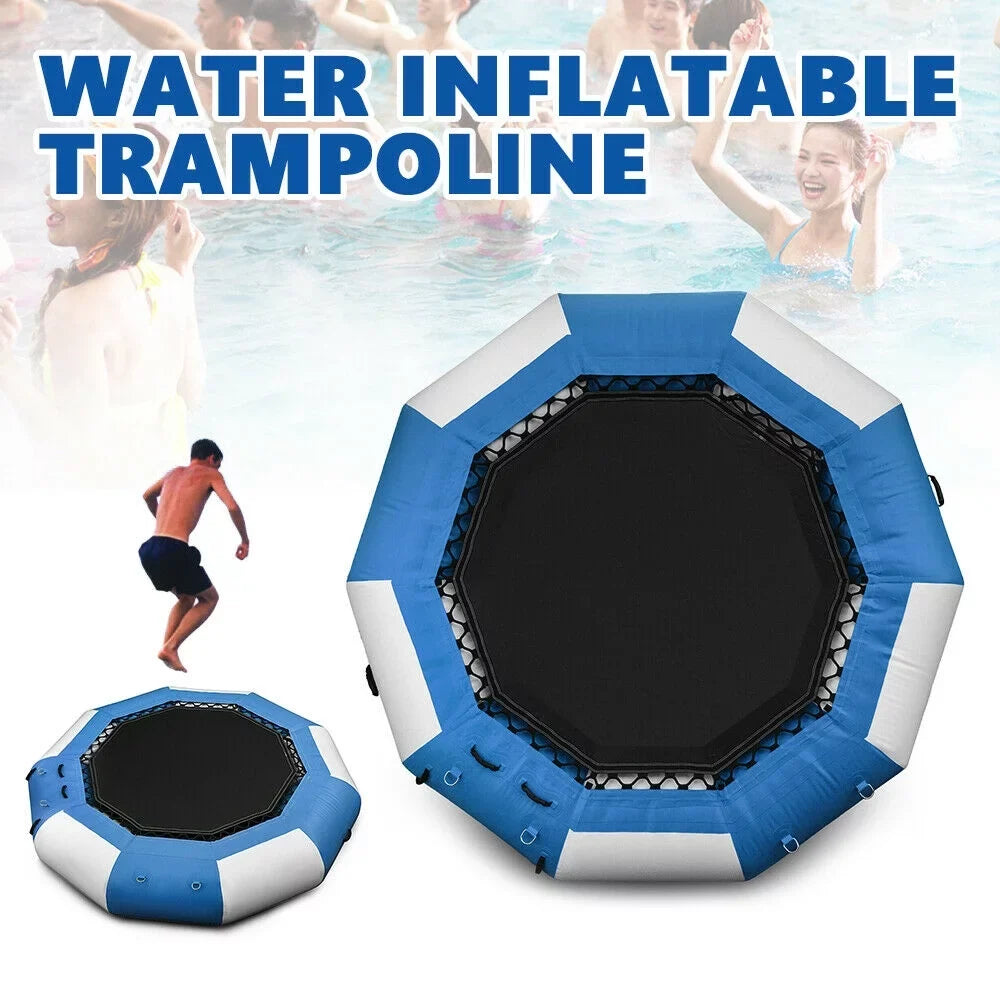 DENEST 17-ft Inflatable Water Trampoline Swimming Pool Lake Bounce Floating Island Water Sport Blue Max Capacity 400kg/ 880lbs