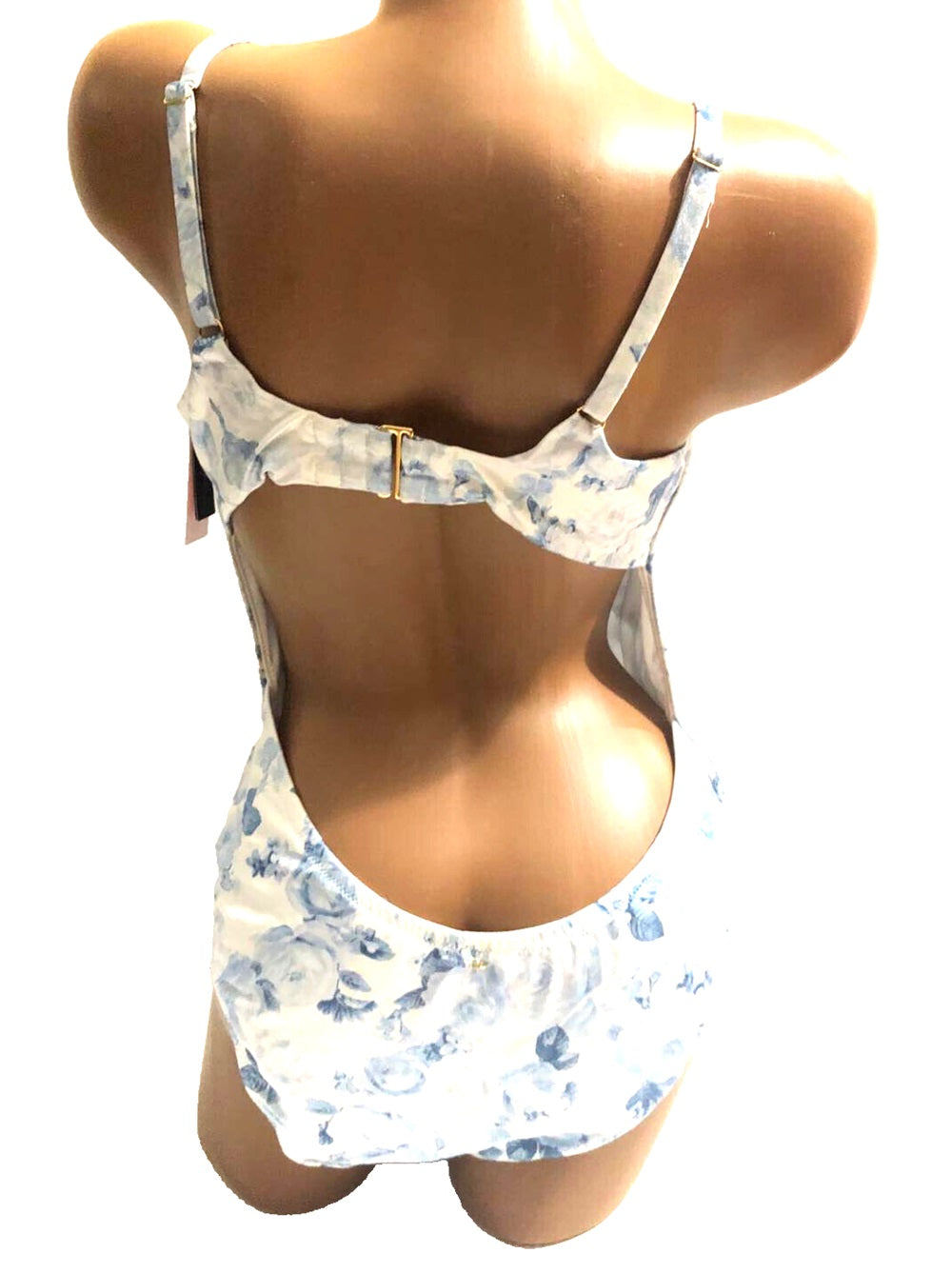 Victoria's Secret Essential Wicked One Piece Swimsuit Rose Toile Blue White Size X-Large NWT