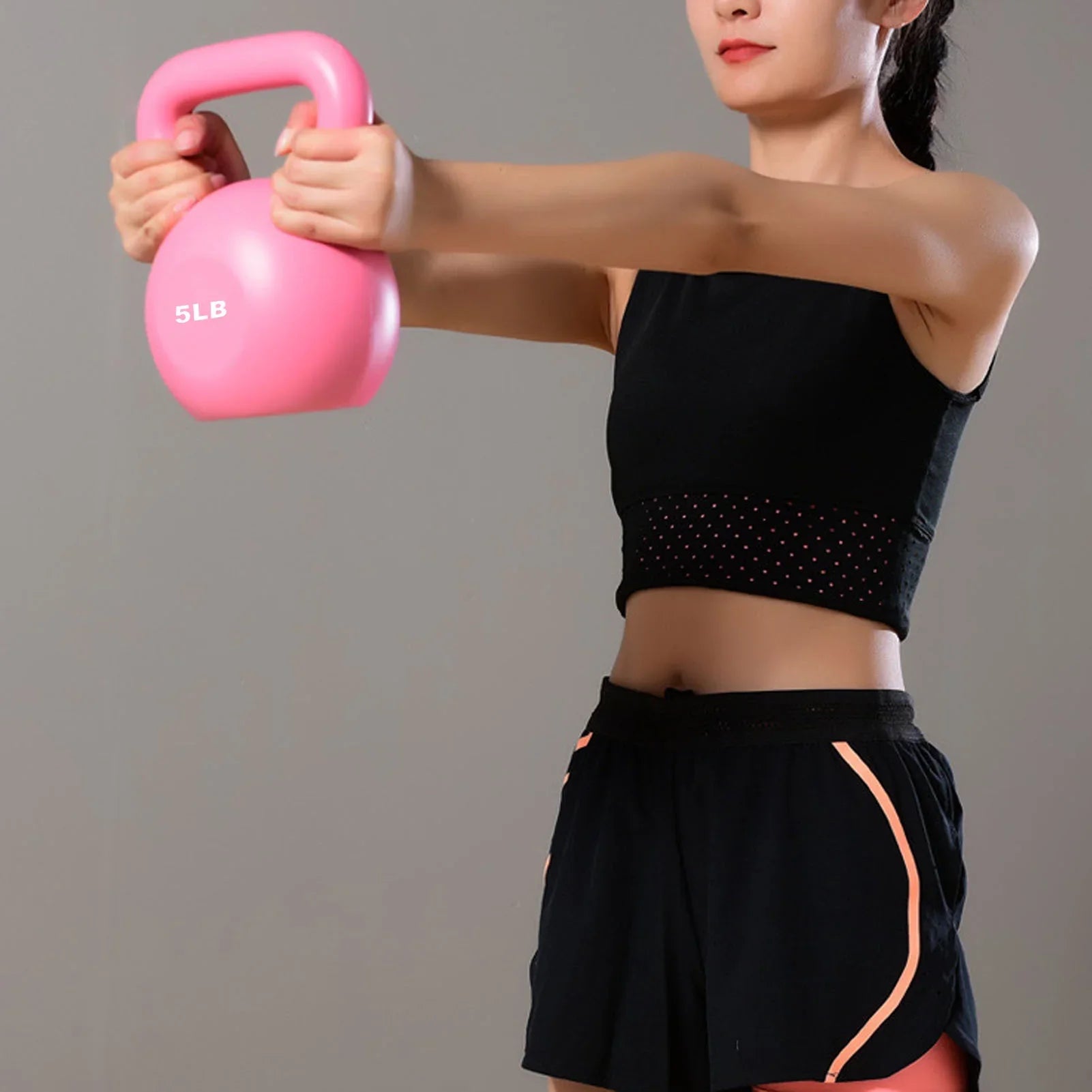Buumin PE Kettlebell Weight for Men Women for Exercises Strength Training Functional Fitness Plyometrics Pink 5LB