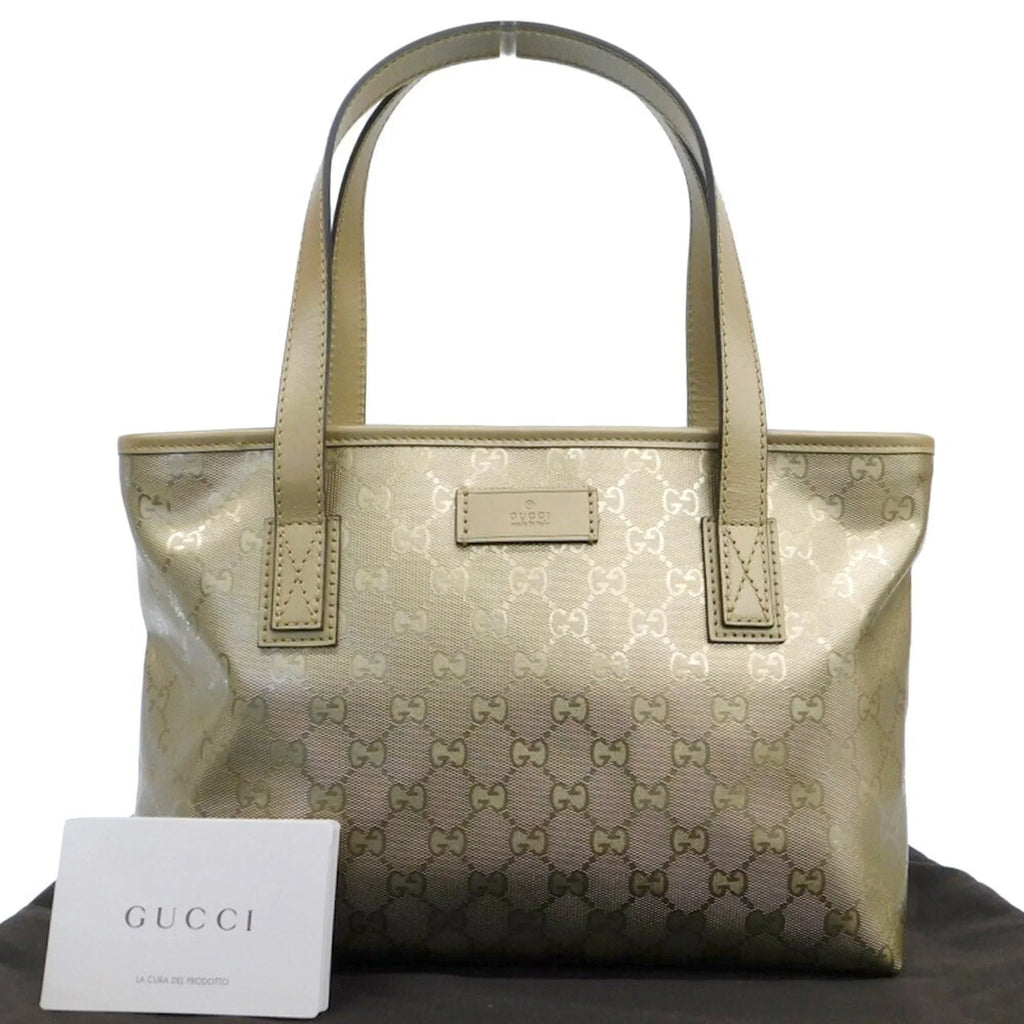 Pre-Owned GUCCI GG Implement Handbag Tote Bag Gold 211138 002123 (Like New)