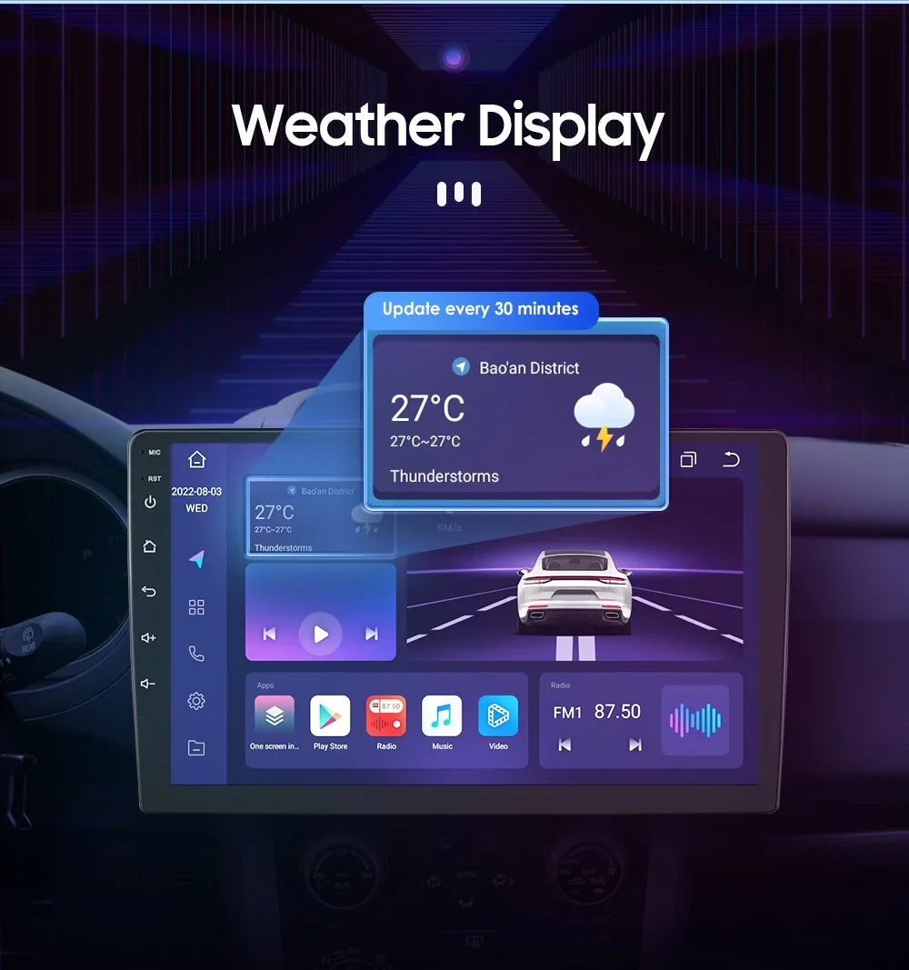 9" Android Car Stereo DSP AM/FM Radio GPS Navigation 4+32G Universal Double Din 1280X720 QLED Screen Wireless Apple Carplay Android Auto in-Dash Head Unit Multimedia Climate Store,YouTube