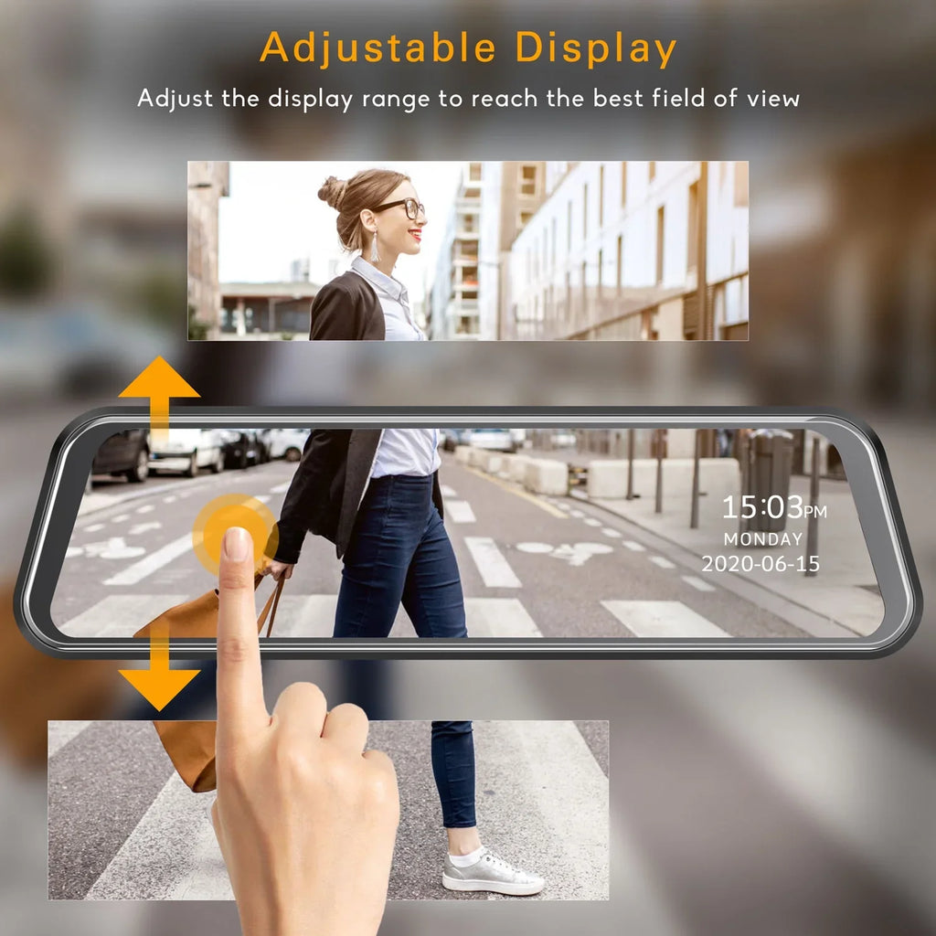 TOGUARD 1080P Mirror Dash Cam for Car, 10" Full Touch Screen Dash Cam Front and Rear, Night Vision, Parking Assist, Loop Recording, G-Sensor