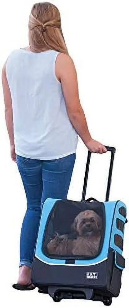 Travel Carrier, Car Seat For Cats/Dogs, Mesh Ventilation, Included Tether, Telescoping Handle, Storage Pouch, Ocean Blue, Extra Large Plus Traveler (PG1280OB)