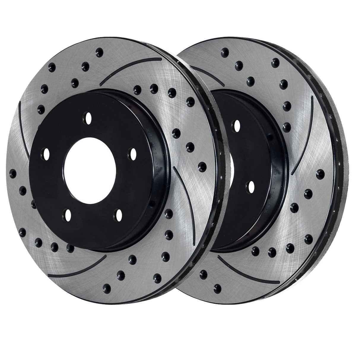 AutoShack Front Drilled Slotted Brake Rotors Black and Ceramic Pads Kit Driver and Passenger Side Replacement for 2002-2004 2005 Dodge Ram 1500 2004-2006 Durango 3.7L 4.7L 5.7L 5.9L V6 V8 4WD RWD