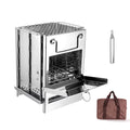 Arealer Folding Wood Burning Stove Blowpipe Kit BBQ Grill with Carry Bag for Backpacking Hiking Camping Cooking